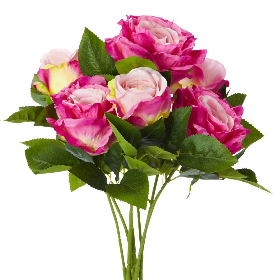 Artificial Deluxe Elegant Rose Bundle - Fuchsia/Pink