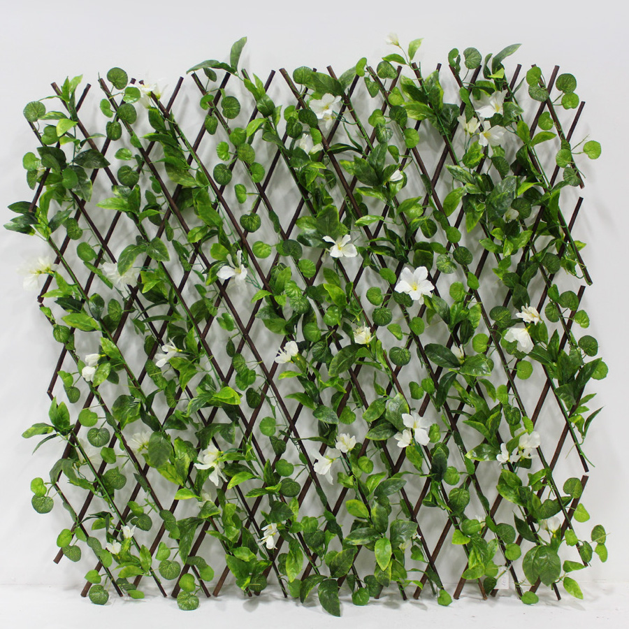 Expandable Ivy Lattice Fence with Flowers 8'