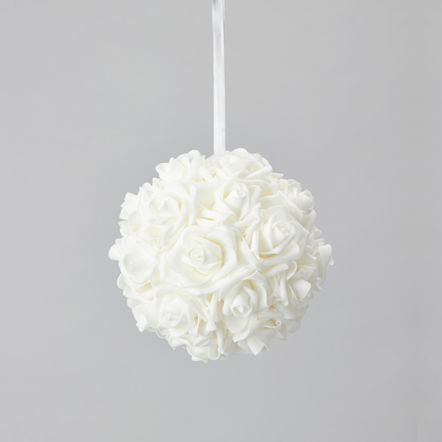 Foam Rose Ball 6½" - White