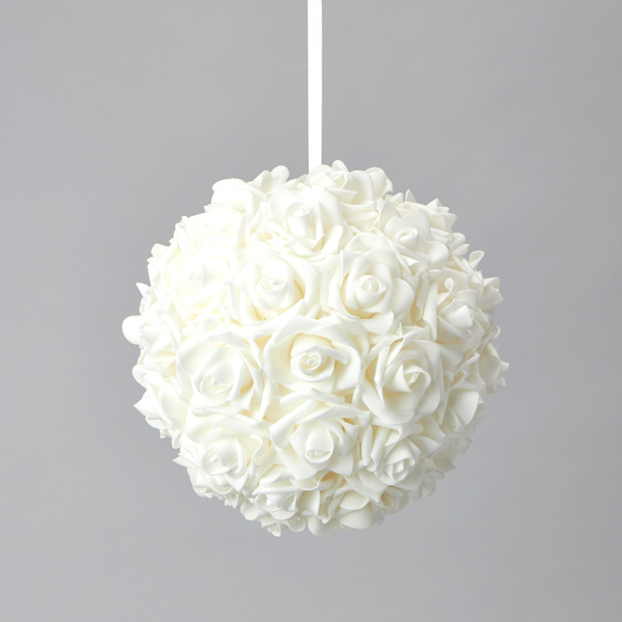 Foam Rose Ball 10" - White