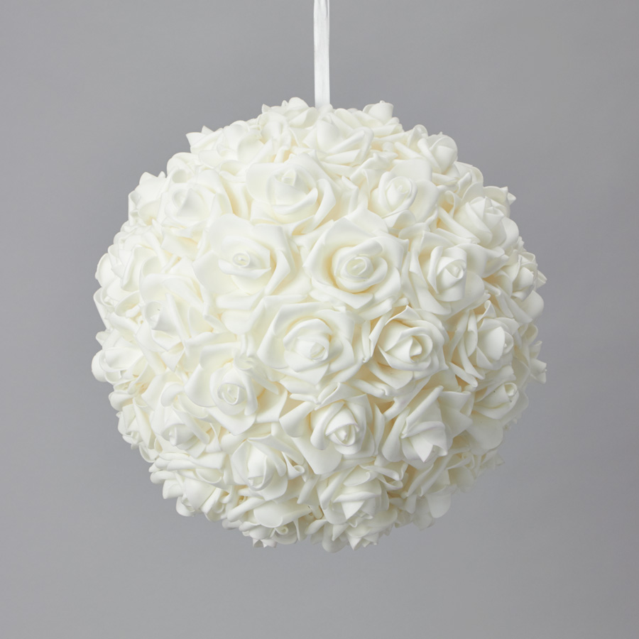 Foam Rose Ball 12" - White