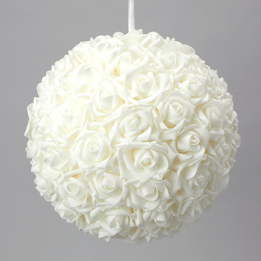Foam Rose Ball 14" - White