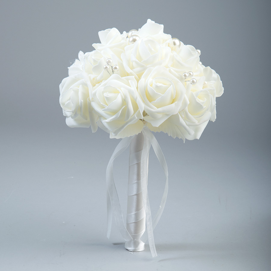 Foam Rose Bouquet 12"  - Ivory