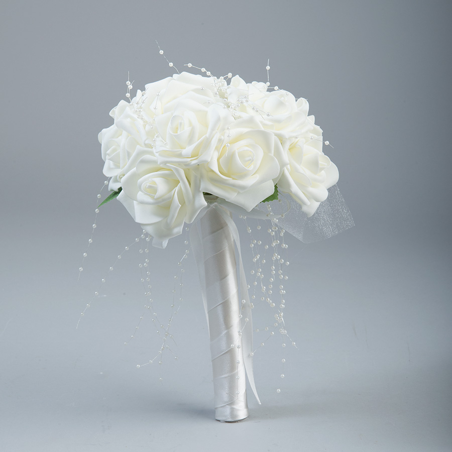 Foam Rose Bouquet 11"  - Ivory