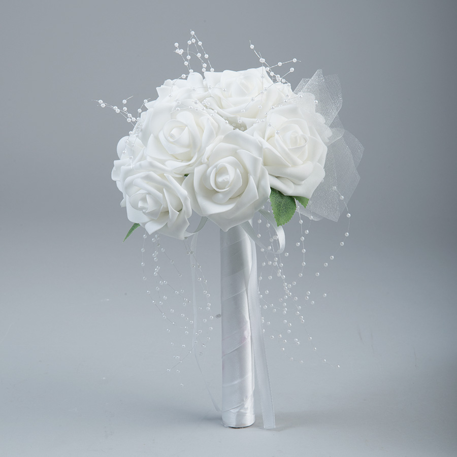 Foam Rose Bouquet 11"  - White