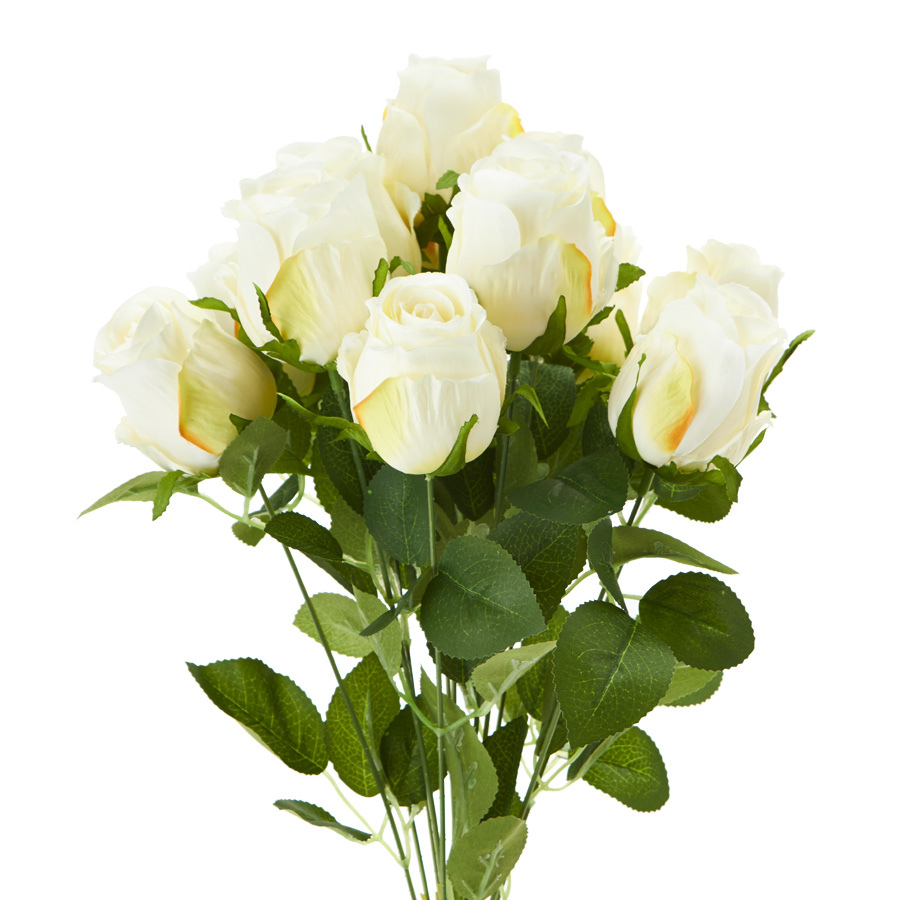 Artificial Rose Bunch - White