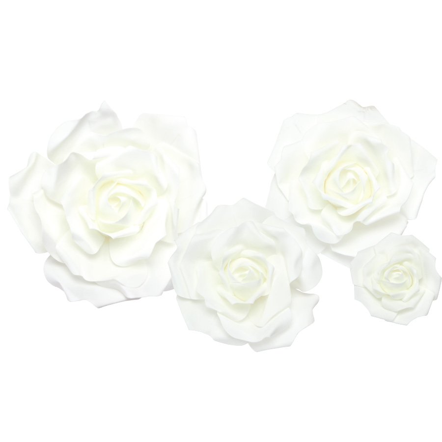 Jumbo Foam Rose 4pc/set - White