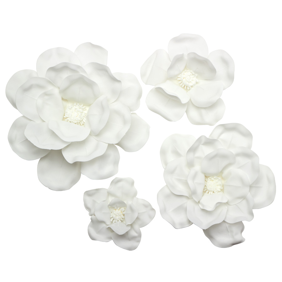 Jumbo Foam Camellia 4pc/set - White