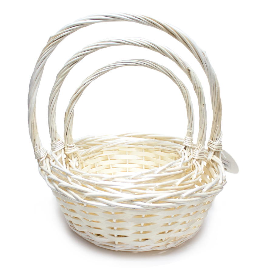 Wicker Baskets 3pc/set - White
