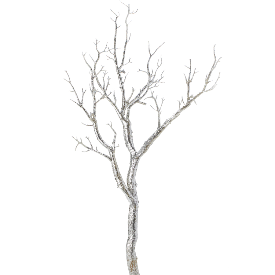 Manzanita Glitter Tree Branch 30"- Silver