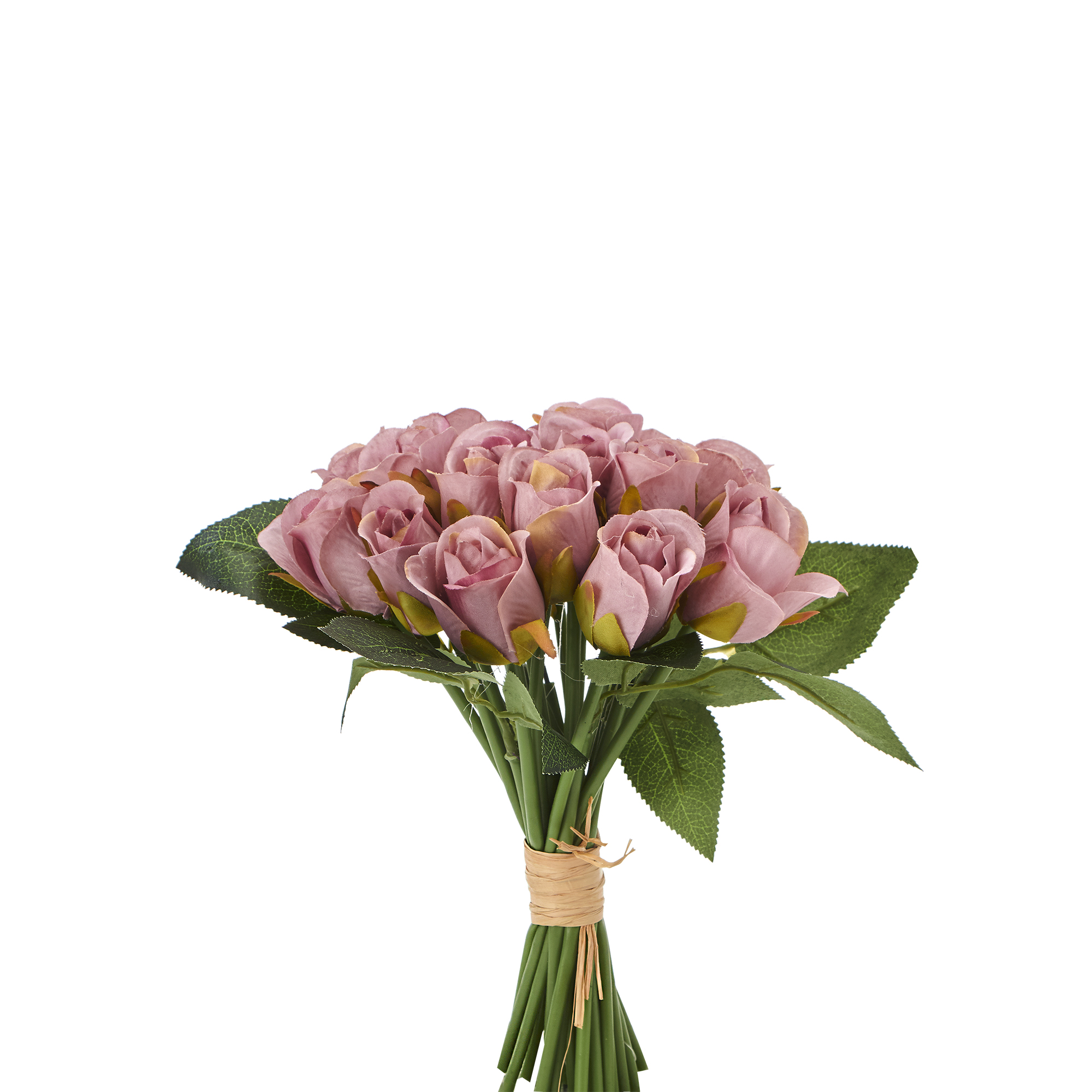 Artificial Rose Bud Flower Bouquet - Lavender