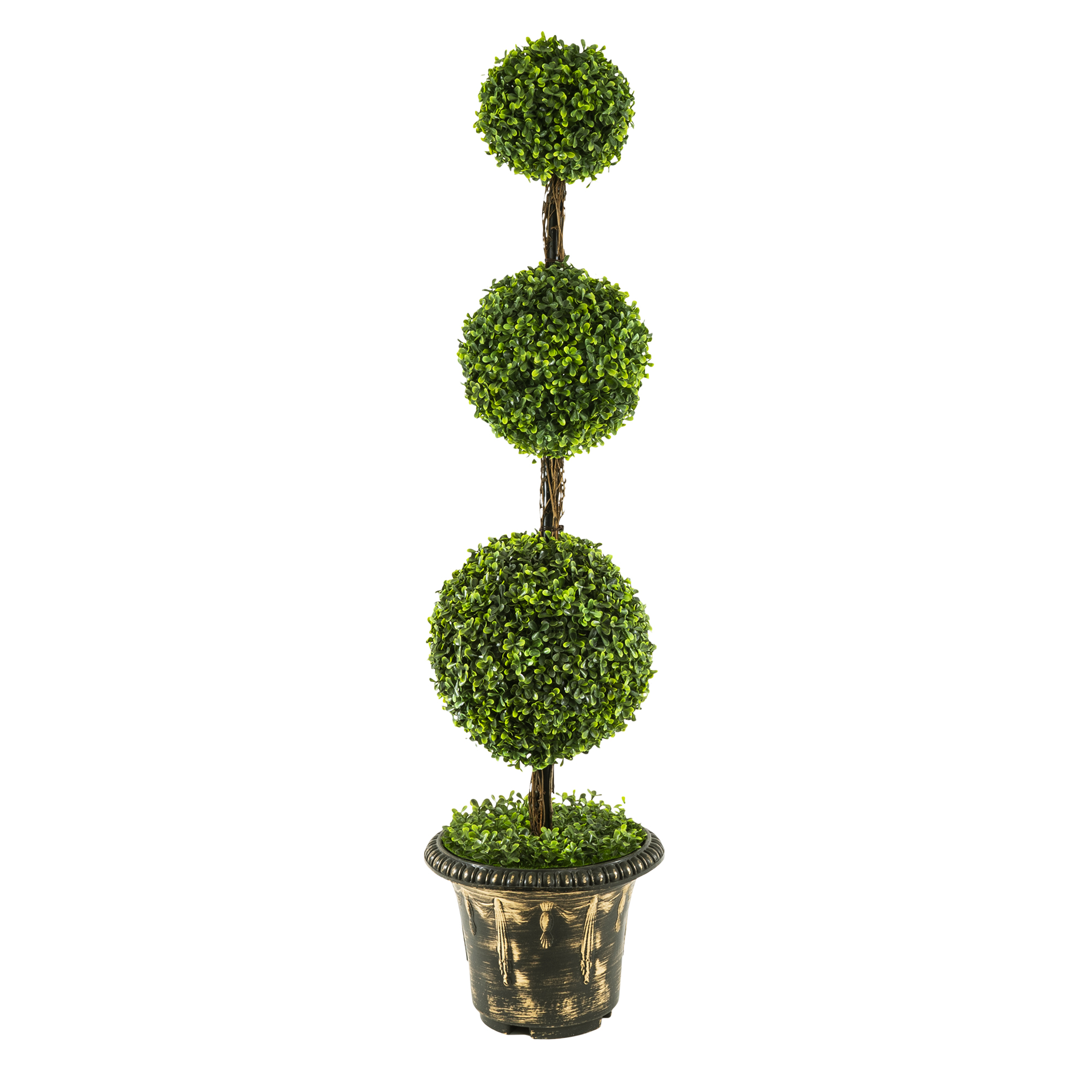 Artificial Triple Ball Boxwood Plant In Pot - 4ft