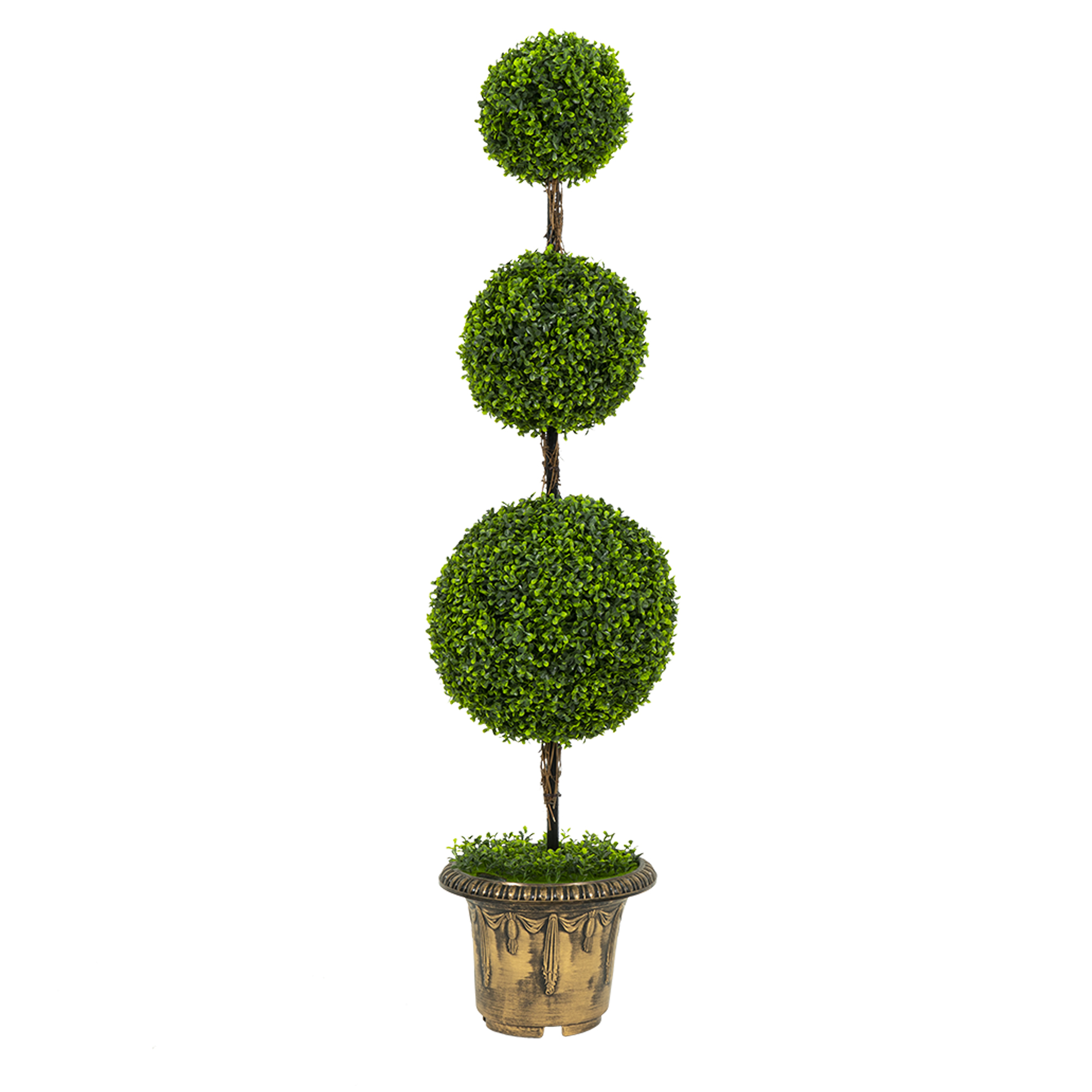 Artificial Triple Ball Boxwood Plant In Pot - 5ft