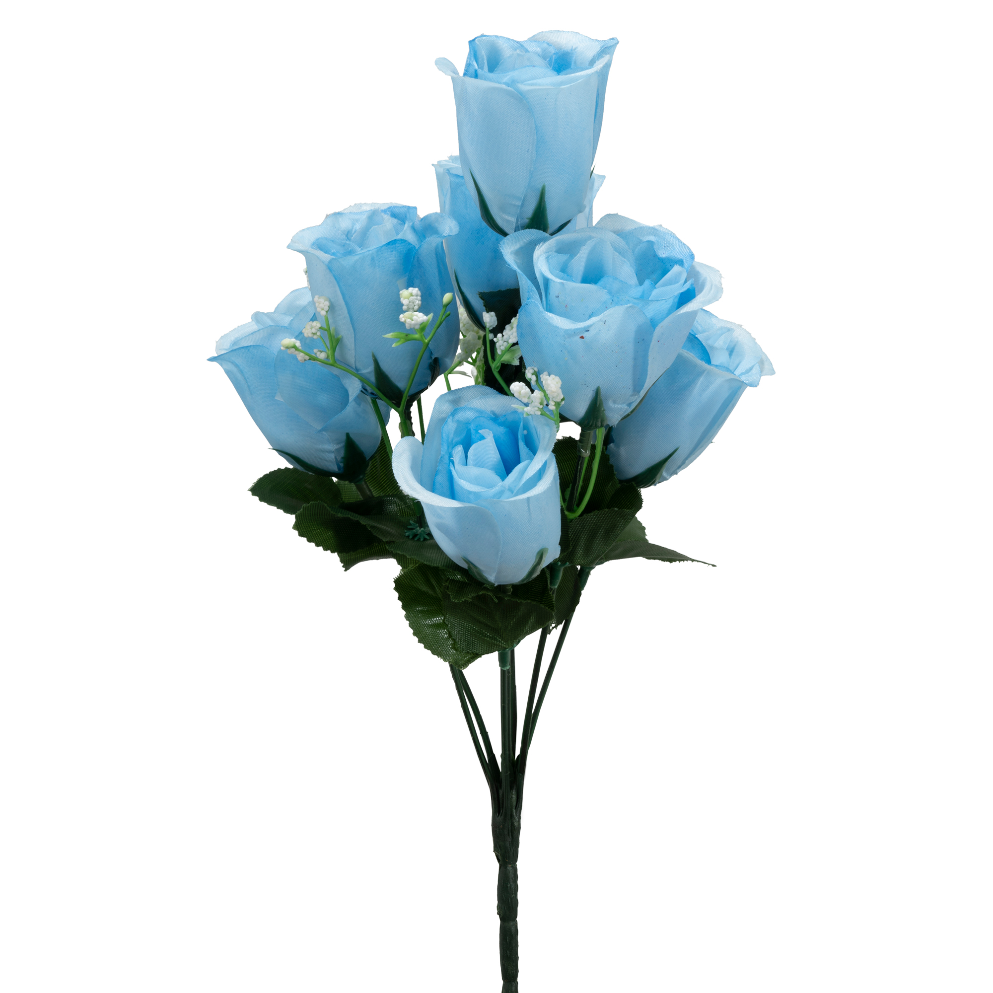 Artificial Rose Bud Bush 14½" - Blue