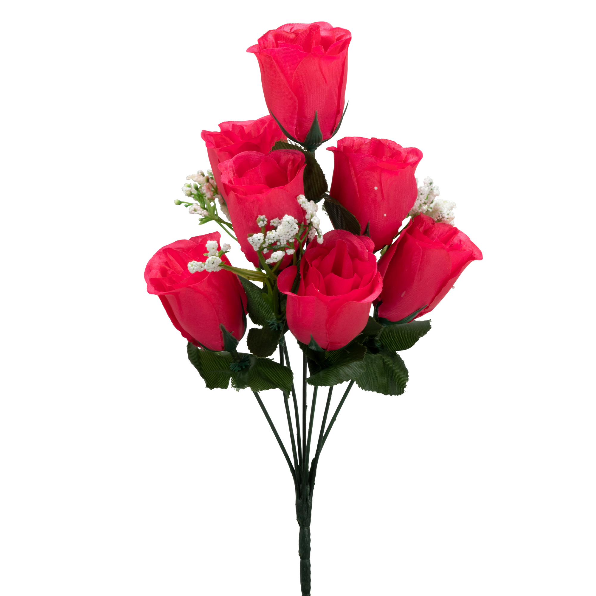 Artificial Rose Bud Bush 14½" - Fuchsia