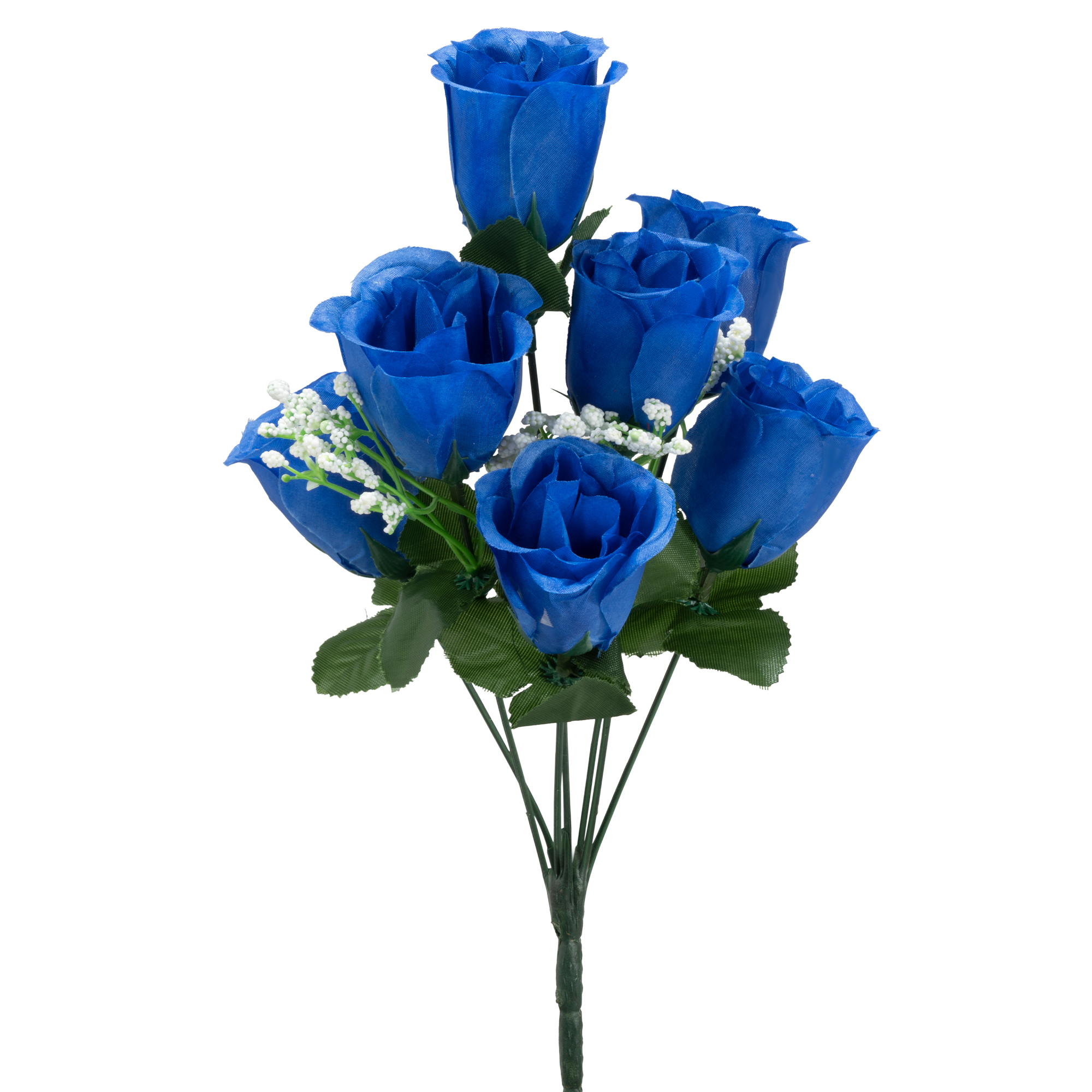 Artificial Rose Bud Bush 14½" - Royal Blue