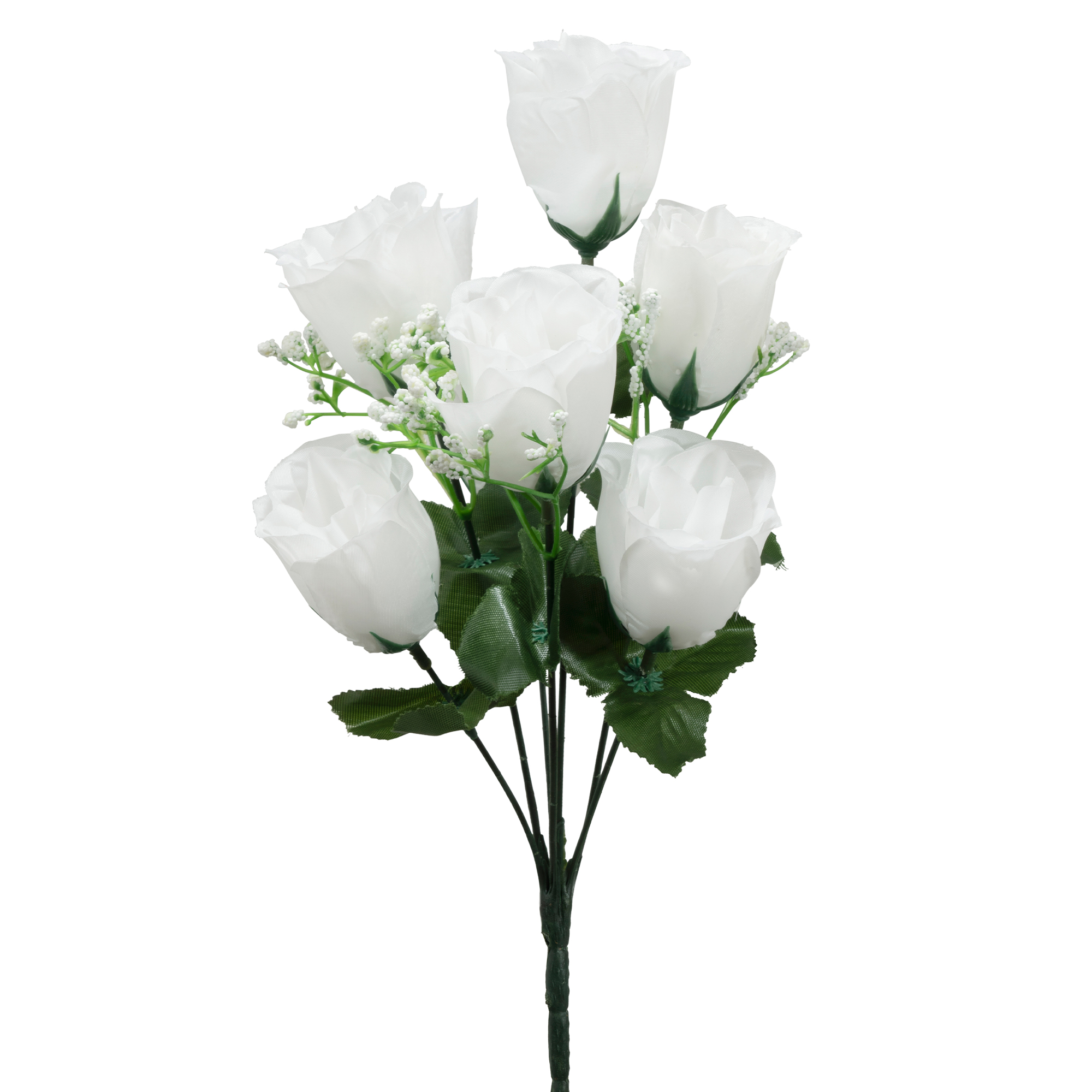 Artificial Rose Bud Bush 14½" - White