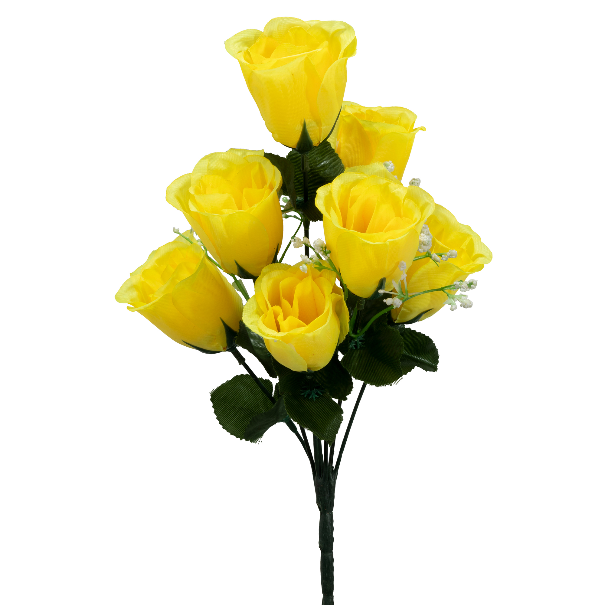 Artificial Rose Bud Bush 14½" - Yellow