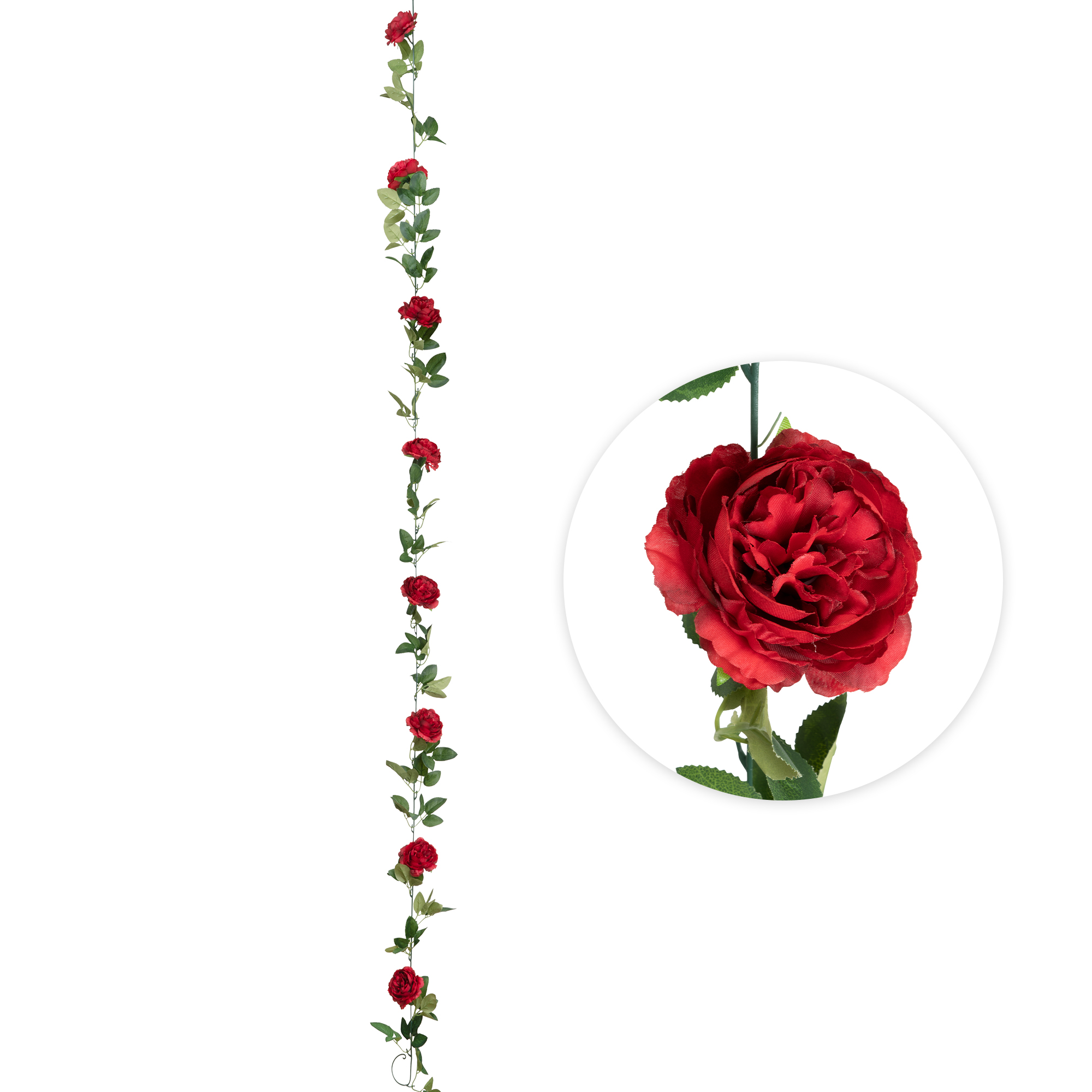 Artificial Peony Flower Garland - Red