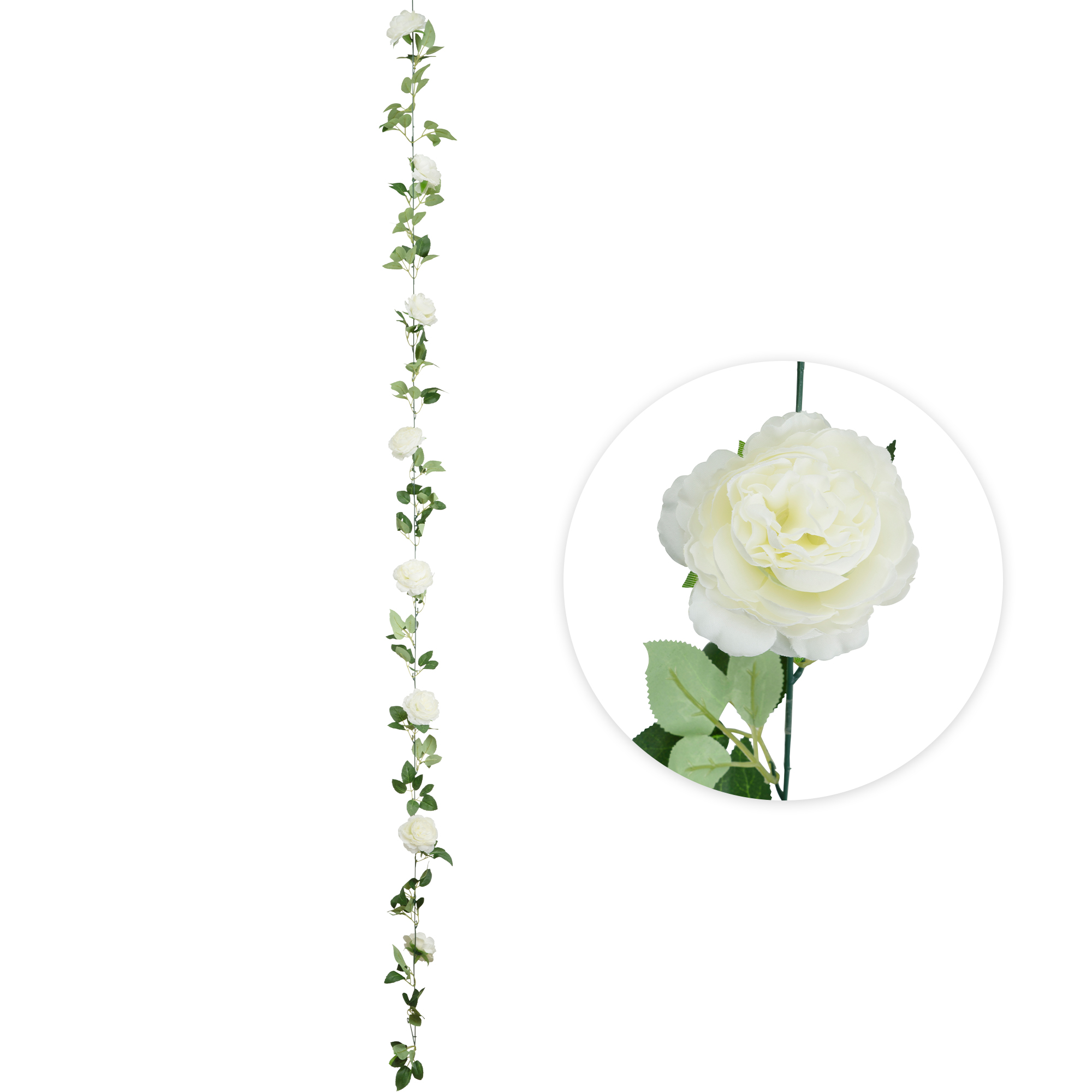 Artificial Peony Flower Garland - White