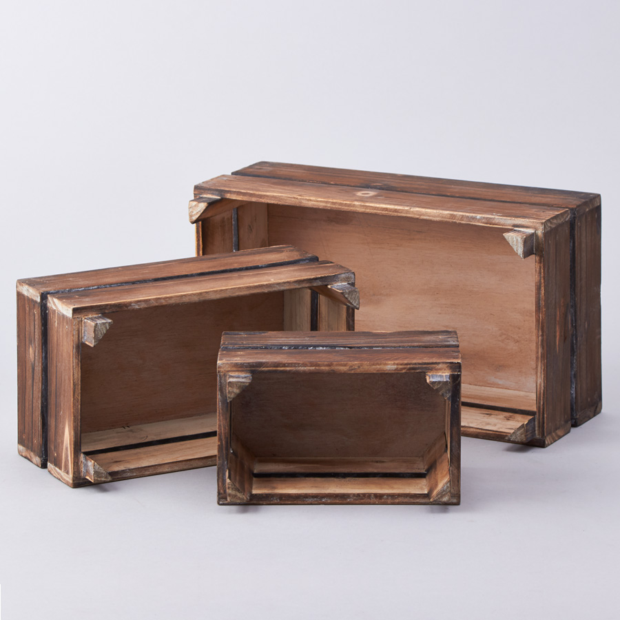 Wooden Crates 3pc/set - Brown