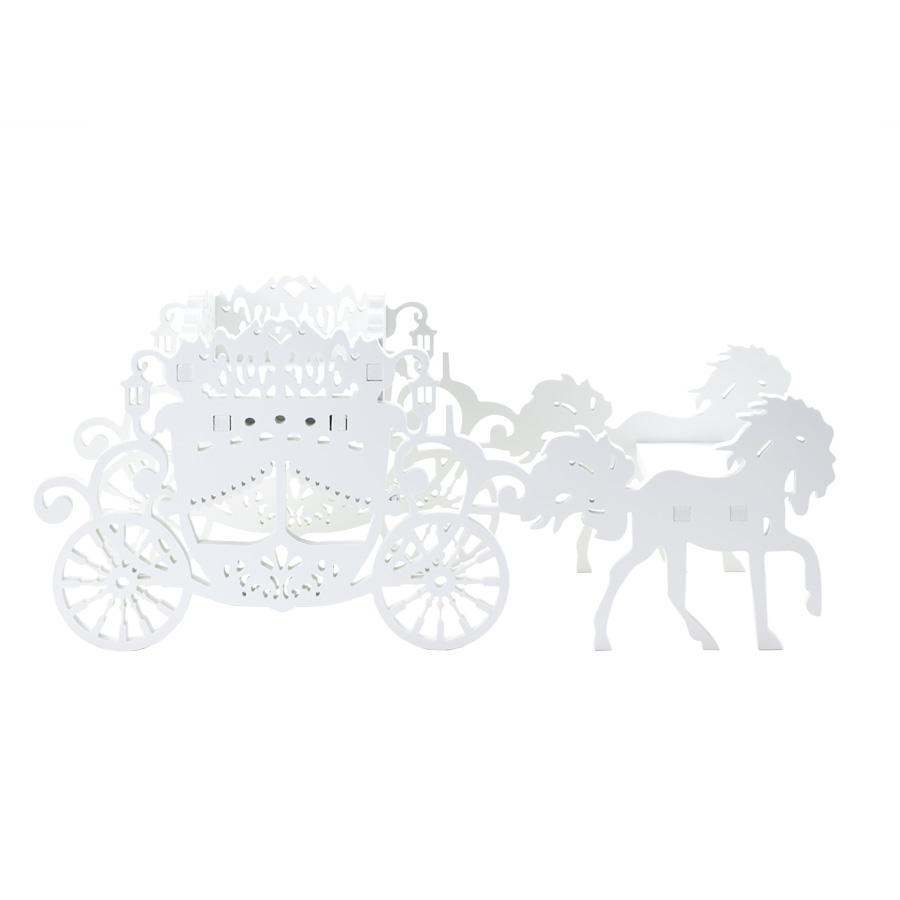 Wood Carriage with Horses 27½" - White