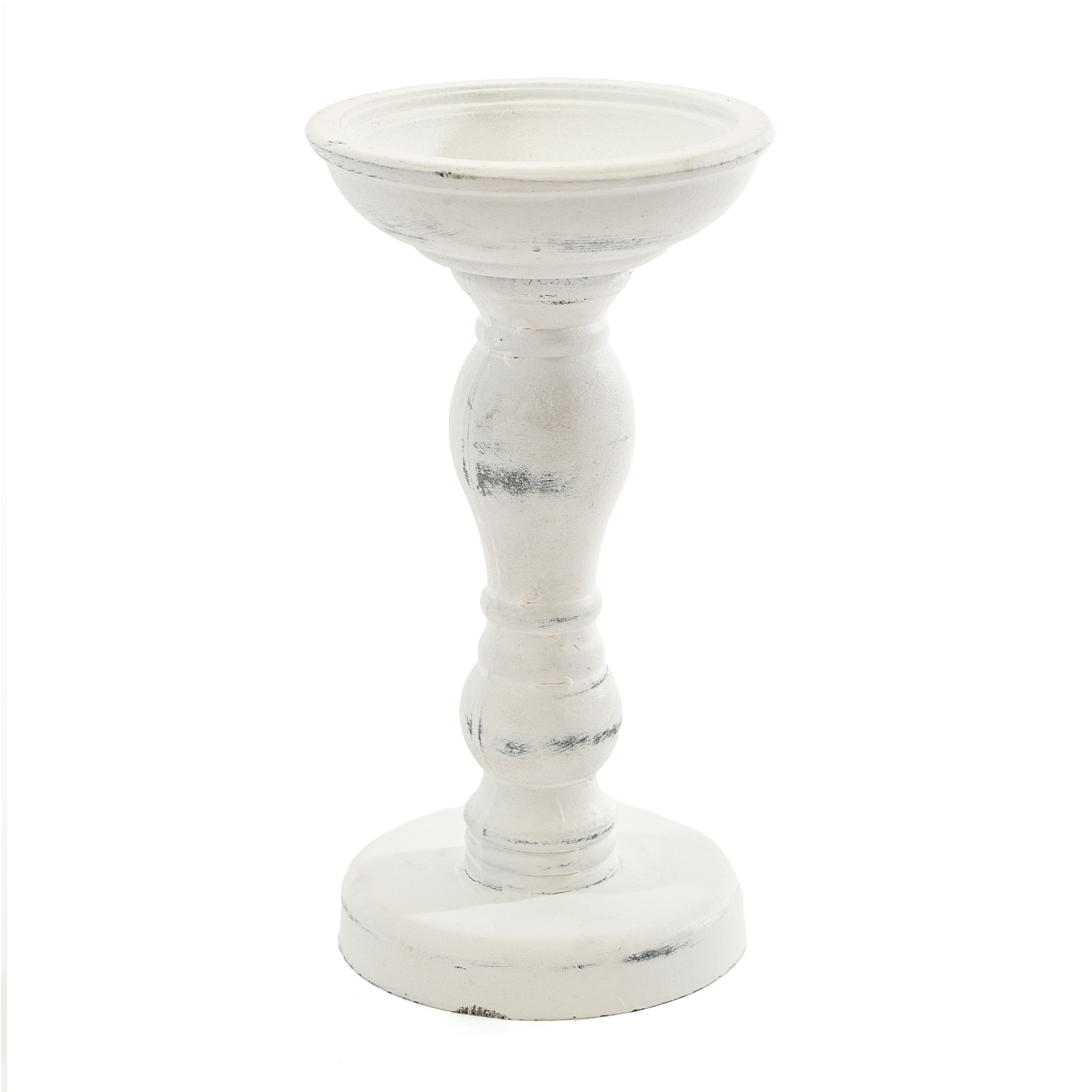 Rustic Candle Holder 7½" - White