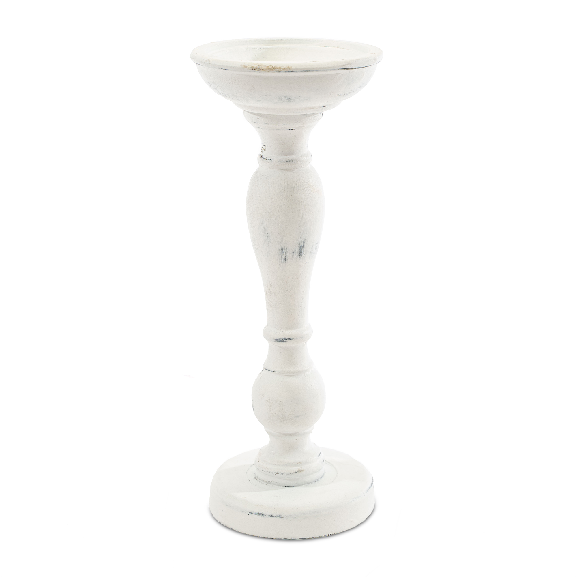 Rustic Candle Holder 10" - White