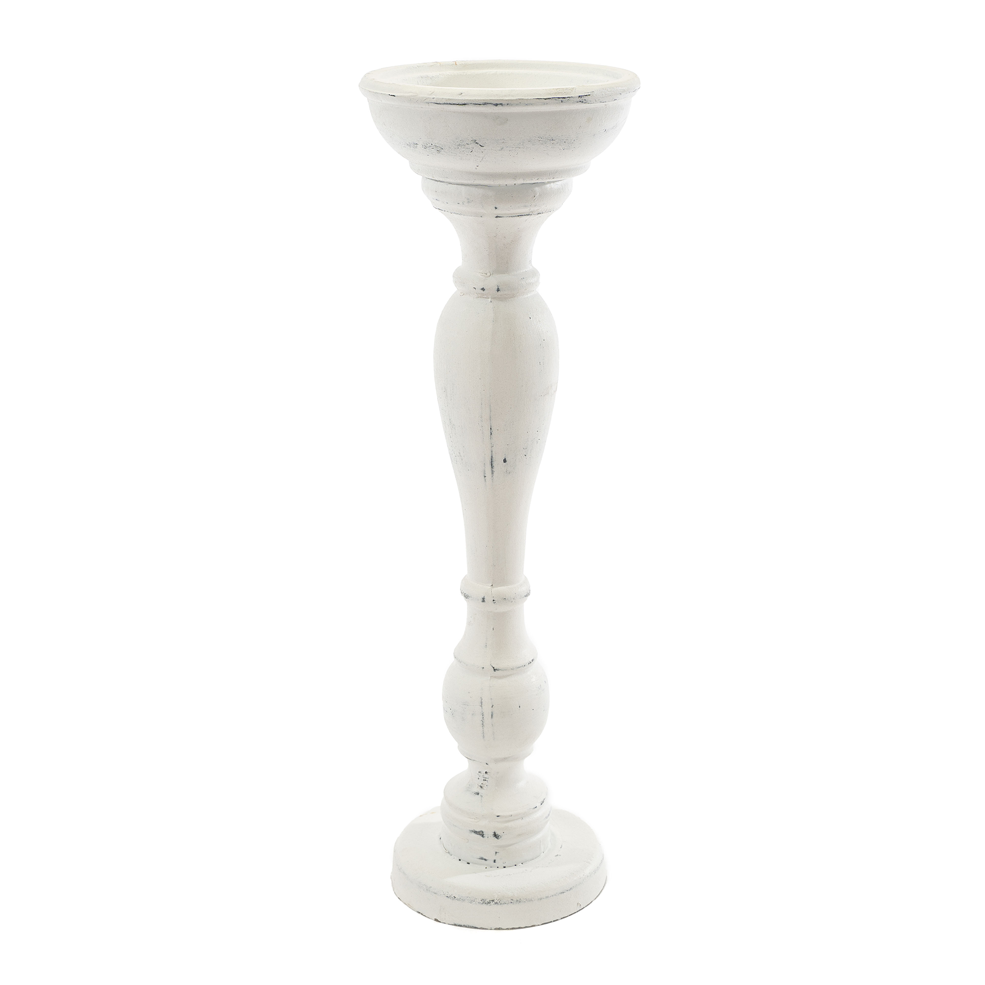 Rustic Candle Holder 14" - White