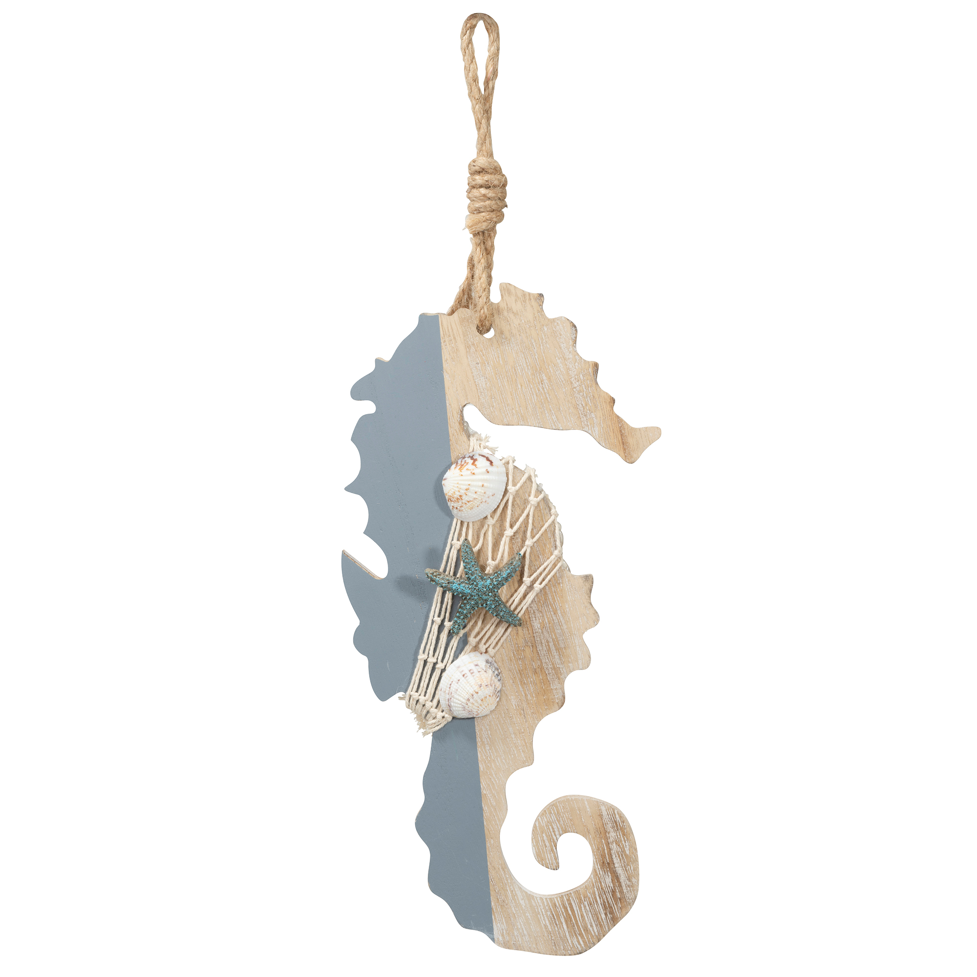 Hanging Wooden Seahorse Decor 12"