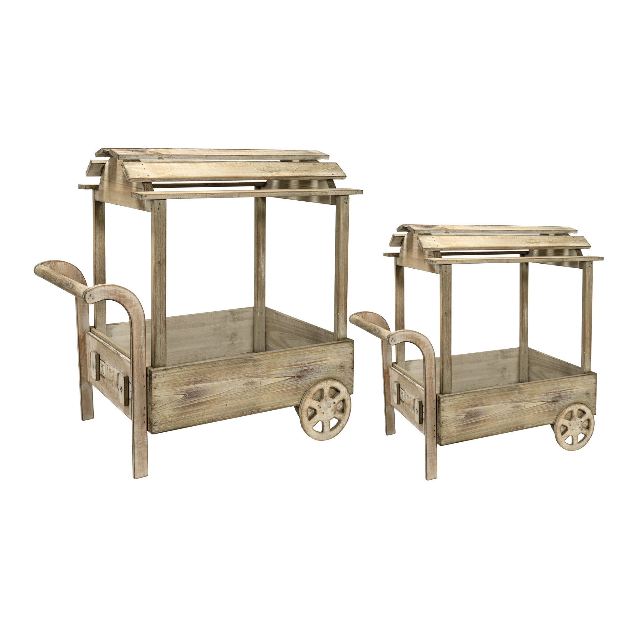 Wooden Cart Decor 2pc/set