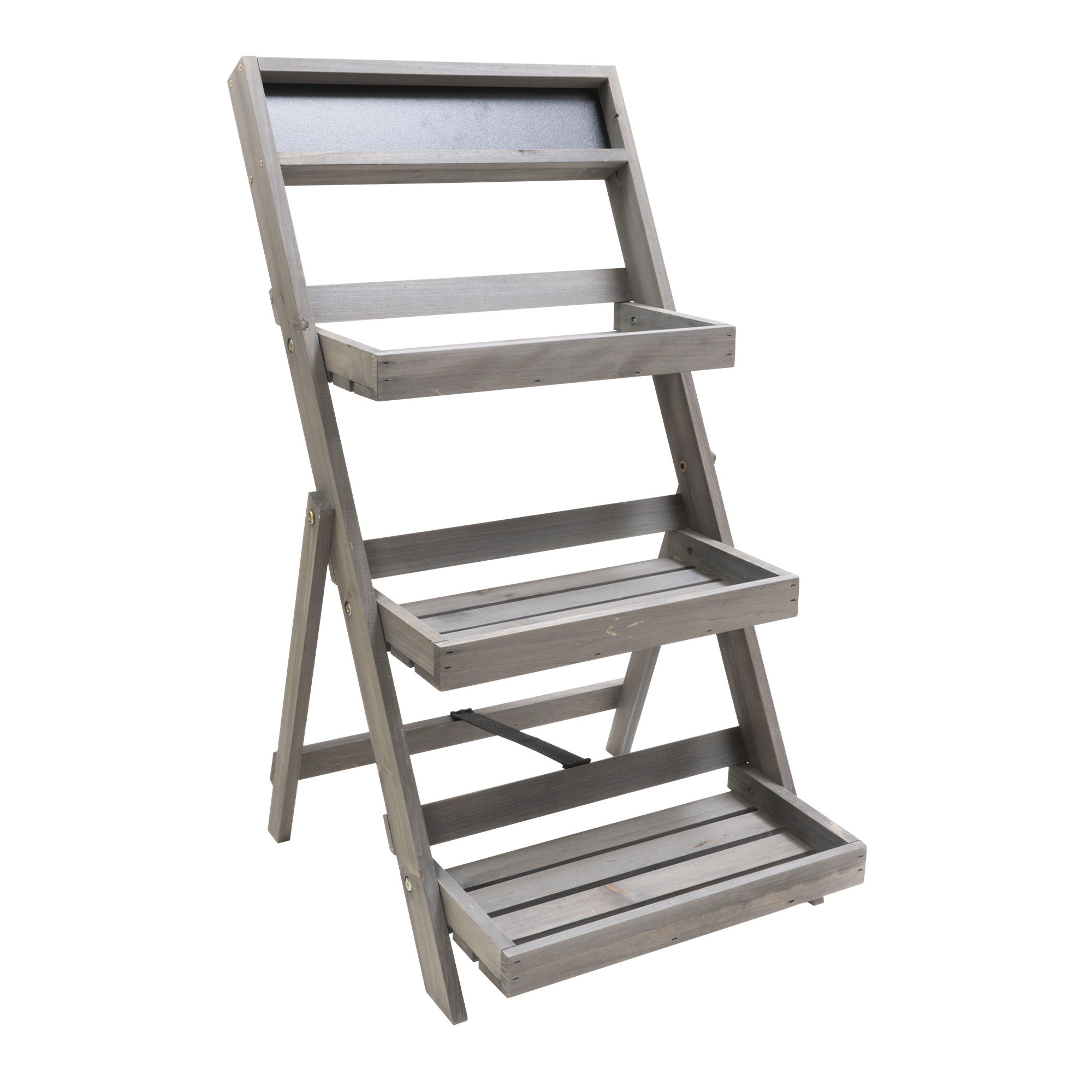 3-Tier Wood Ladder Plant Stand With Blackboard 30½"