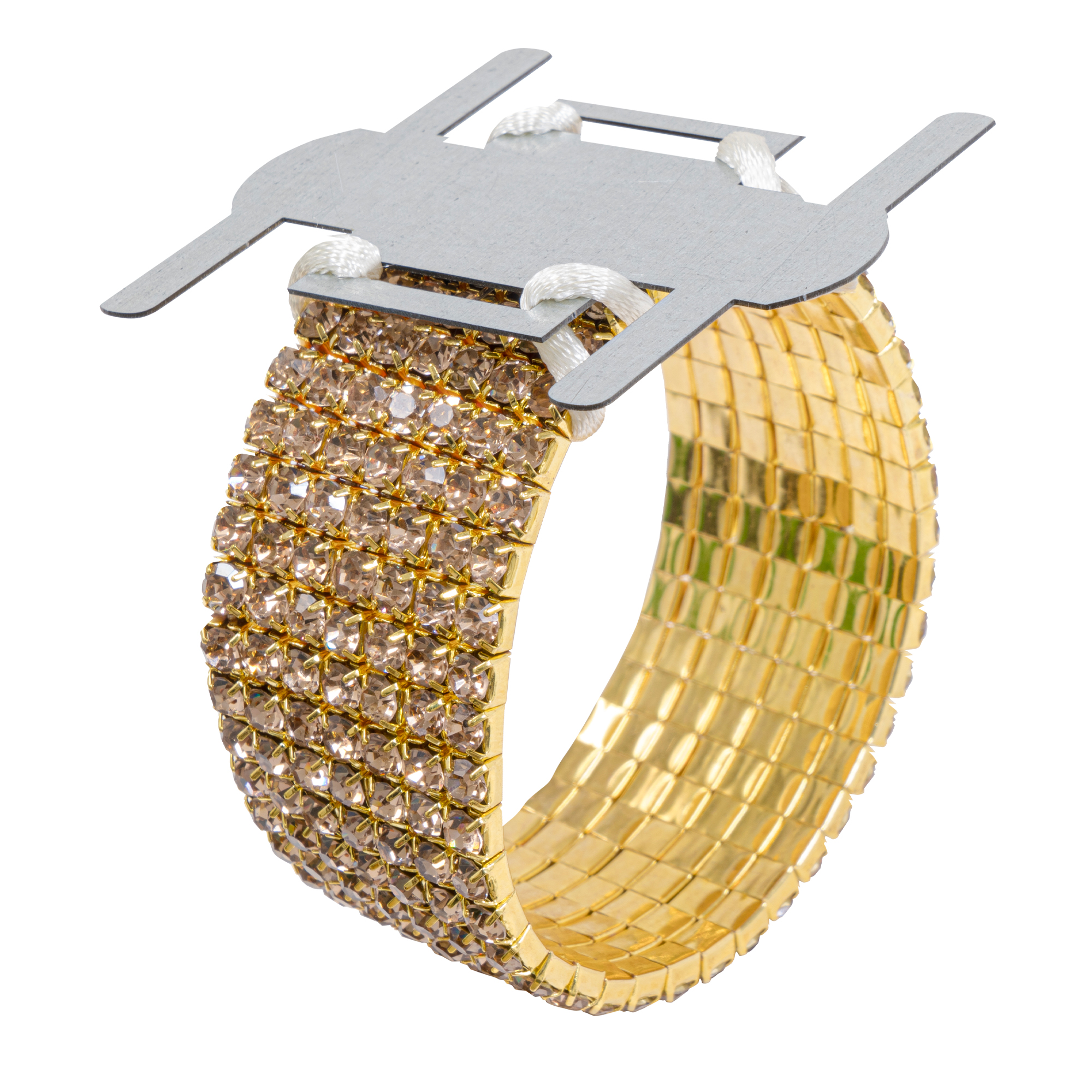 Corsage Wristlet With 1" Rhinestone Band - Gold