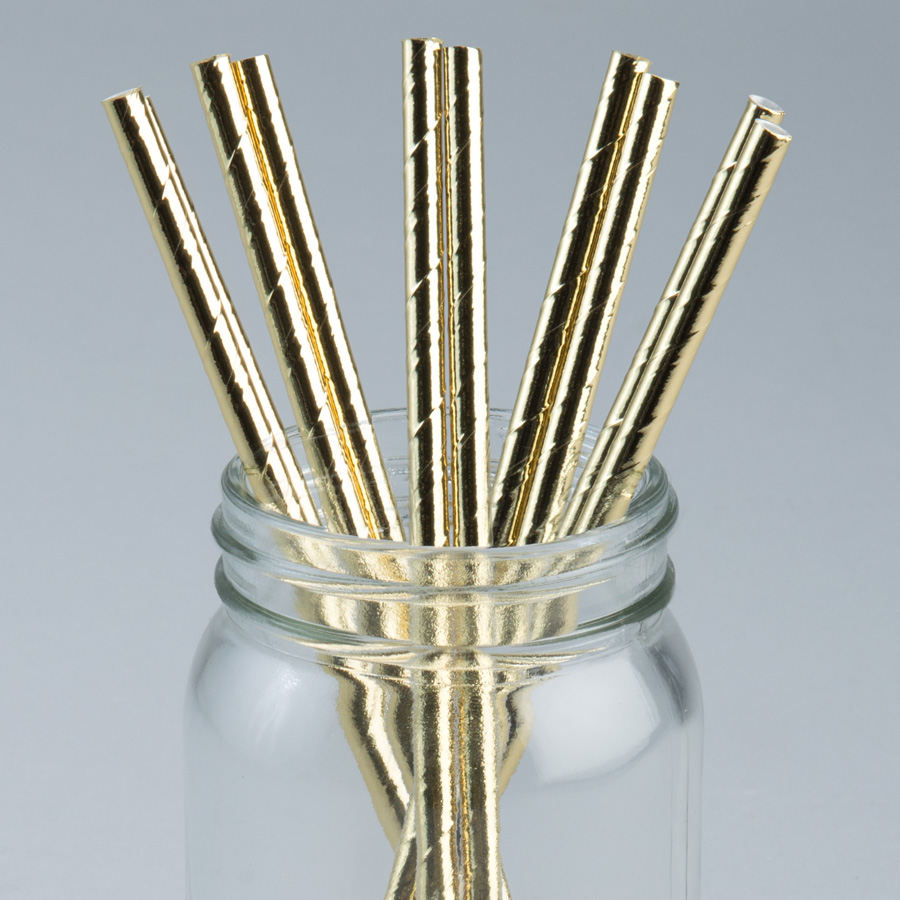 Paper Straws 7 ¾" 10pcs/bag - Gold