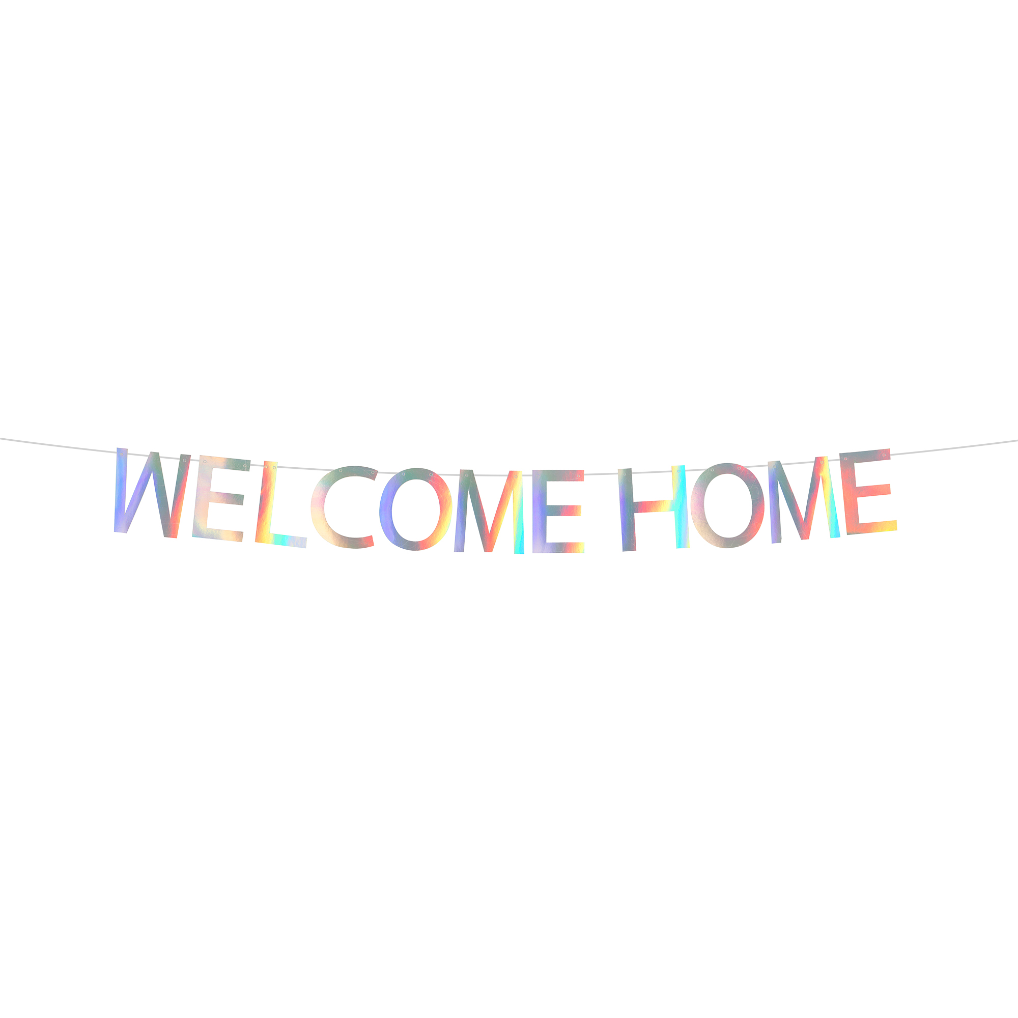"WELCOME HOME"  Banner 7" - White Iridescent