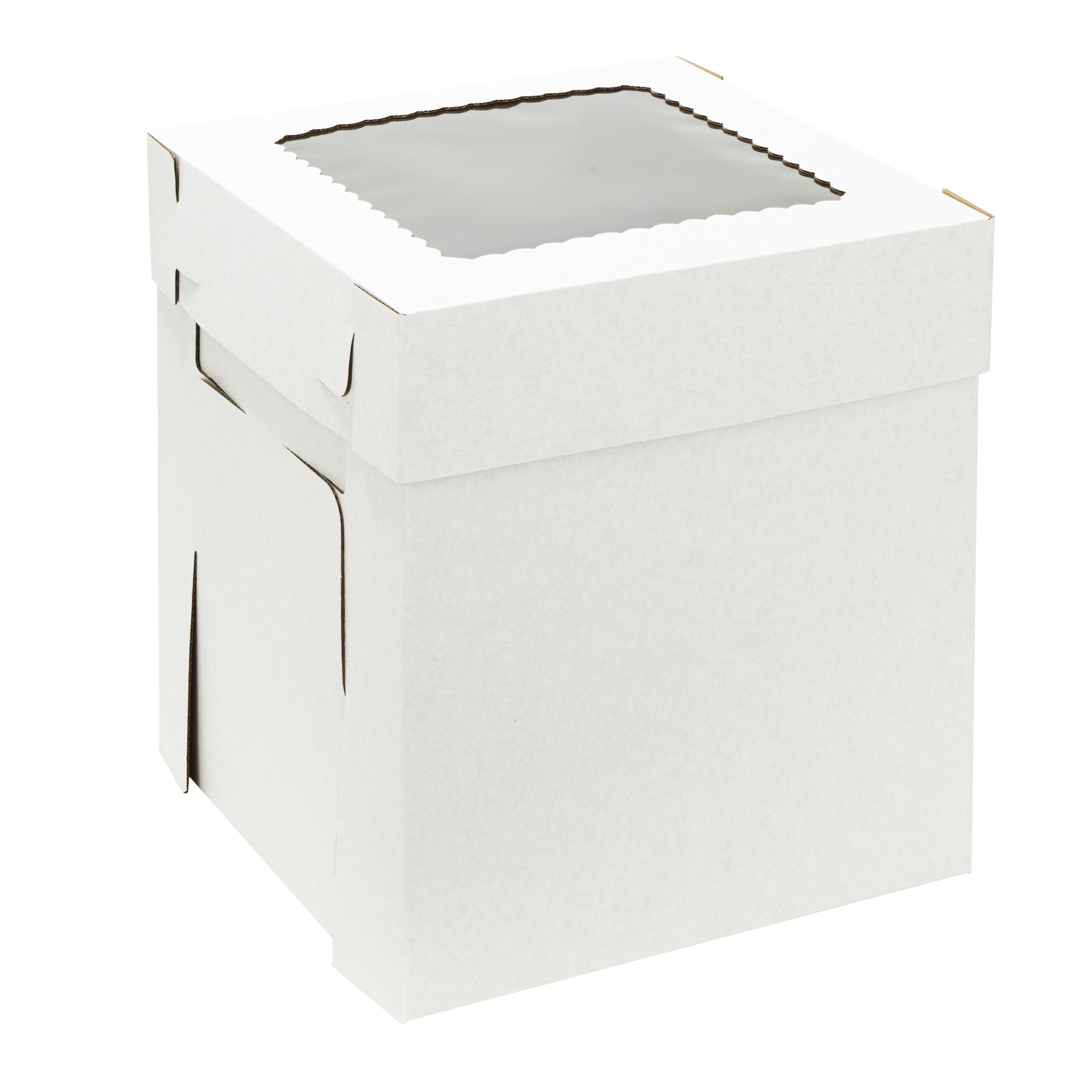 Corrugated 2-Piece Bakery Box With Window Lid 8" 25pc/pack - White