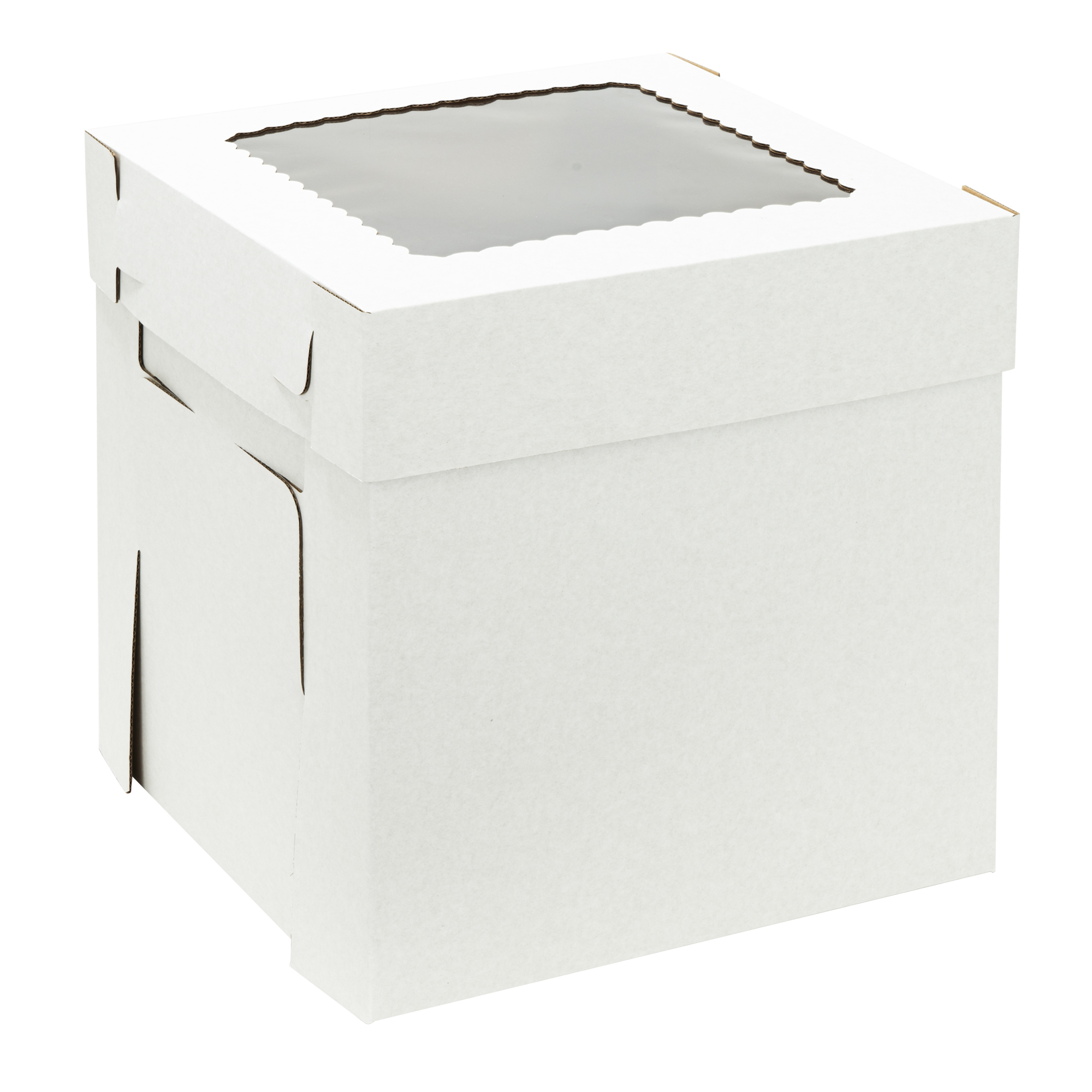 Corrugated 2-Piece Bakery Box With Window Lid 10" 25pc/pack - White