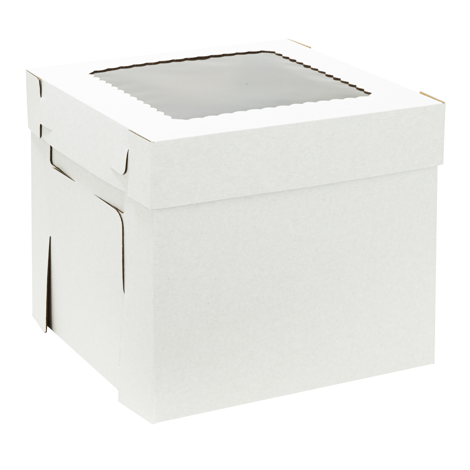 Corrugated 2-Piece Bakery Box With Window Lid 12" 25pc/pack - White
