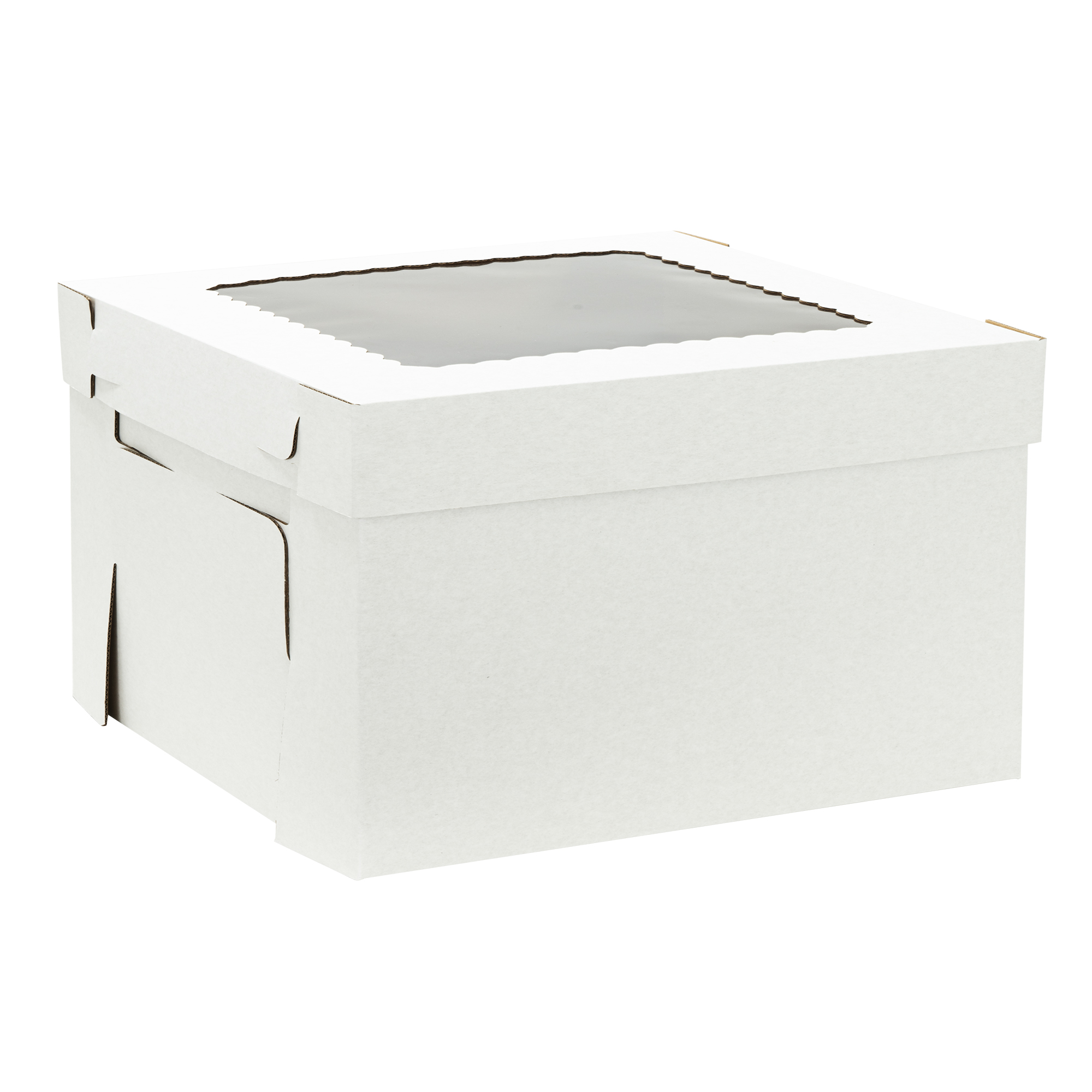 Corrugated 2-Piece Bakery Box With Window Lid 18" 25pc/pack - White