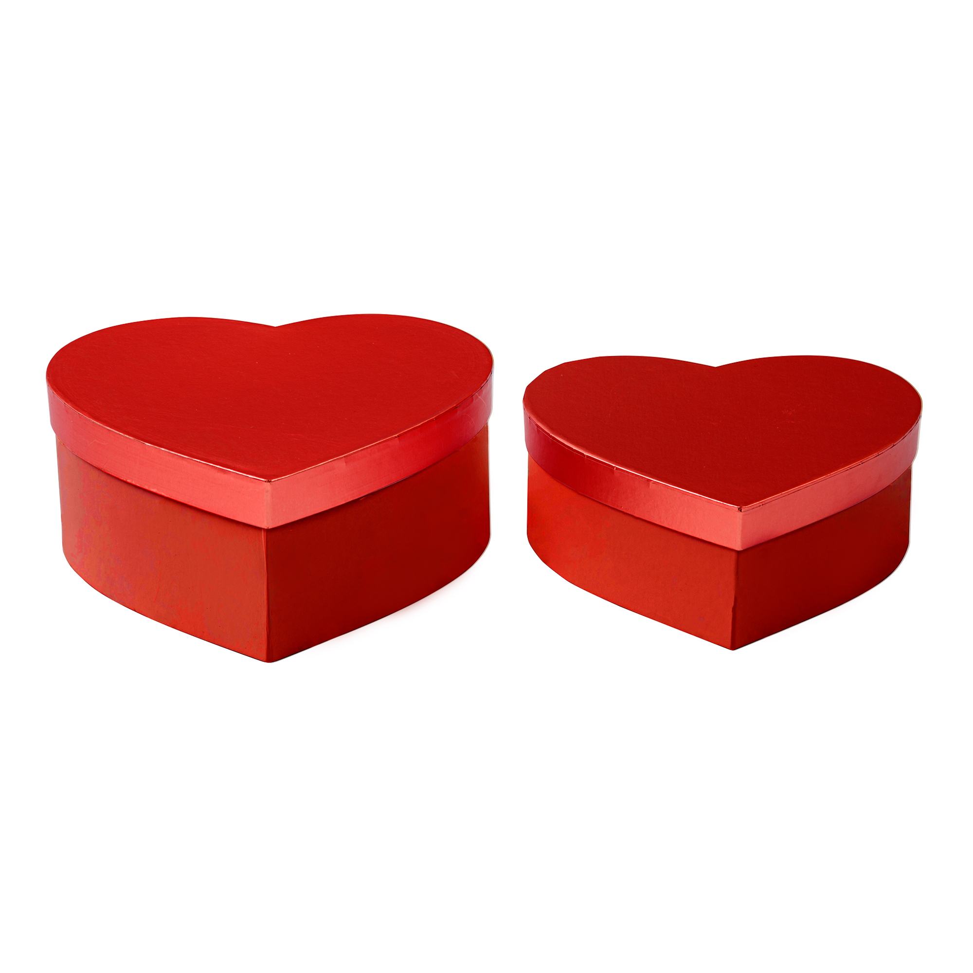 Nested Heart Floral Boxes 2pc/set - All Red