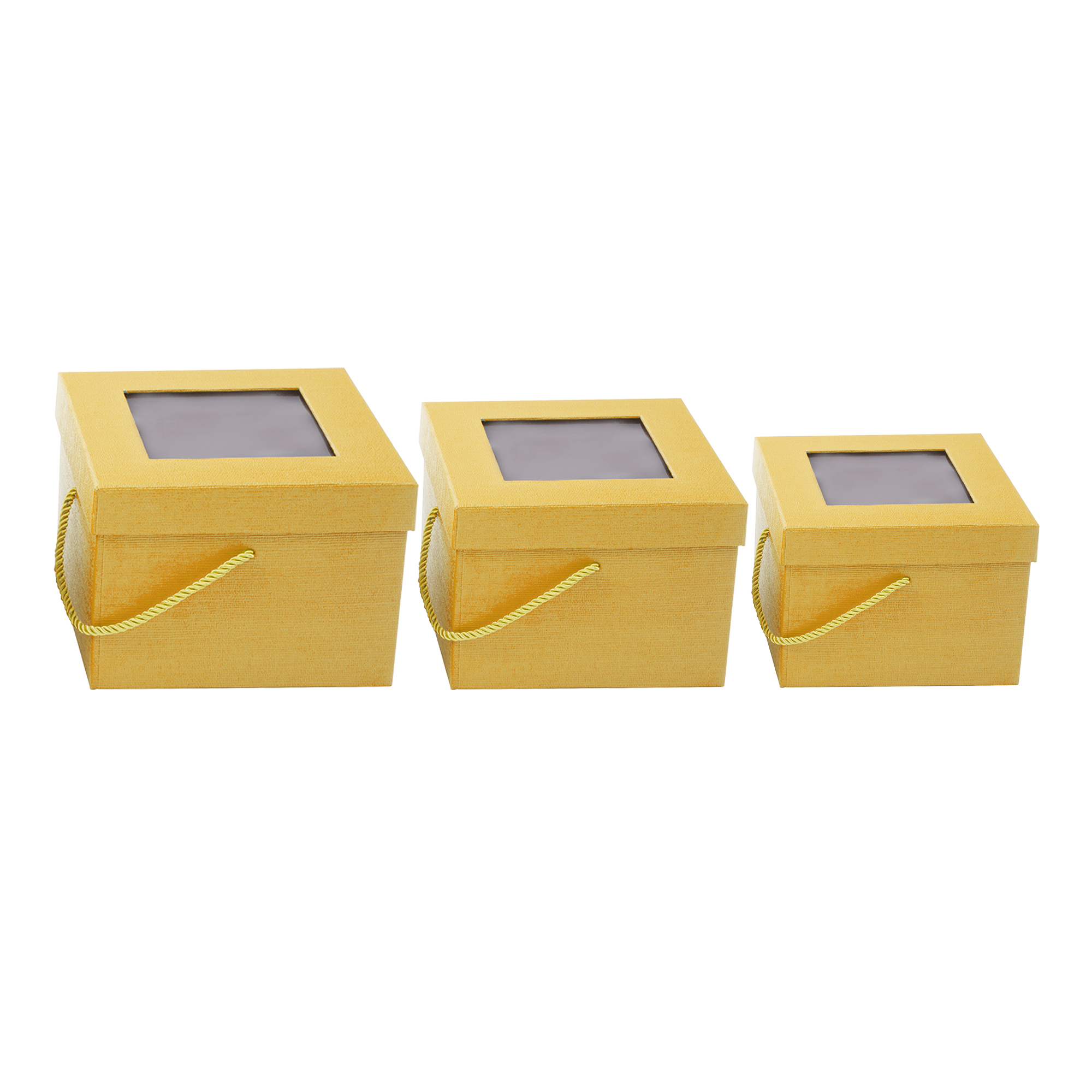 Nested Square Floral Boxes 3pc/set - All Gold