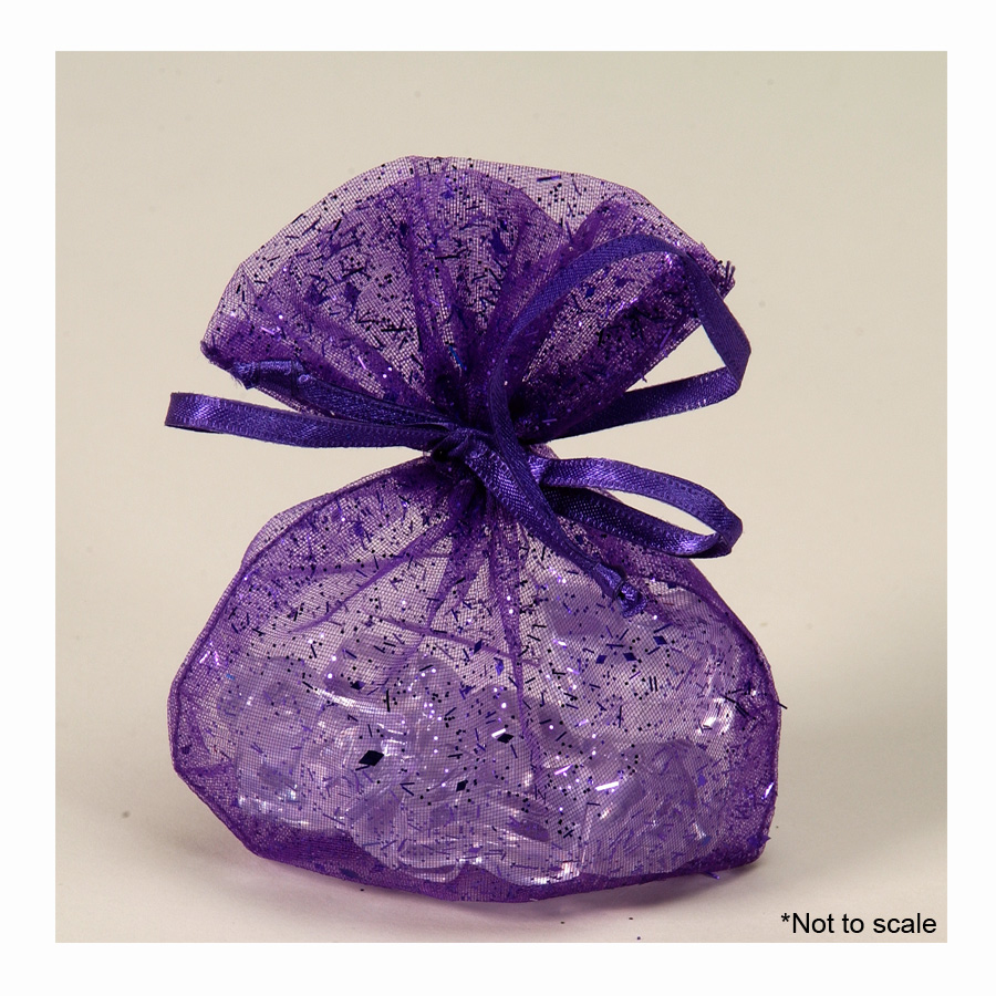 Glittered Organza Bags 3pc/bag - Purple