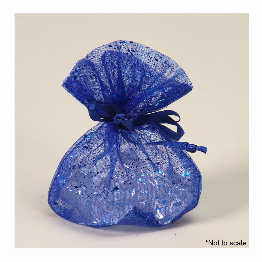 Glittered Organza Bags 3pc/bag - Royal Blue