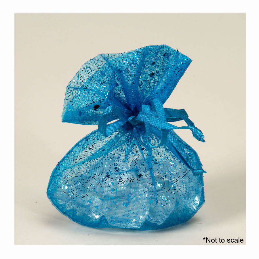 Glittered Organza Bags 3pc/bag - Turquoise