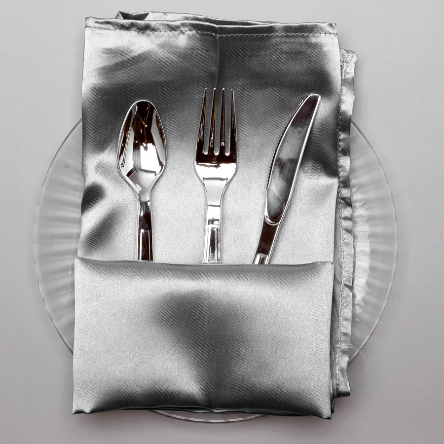 Satin Napkins 6pc/bag - Silver