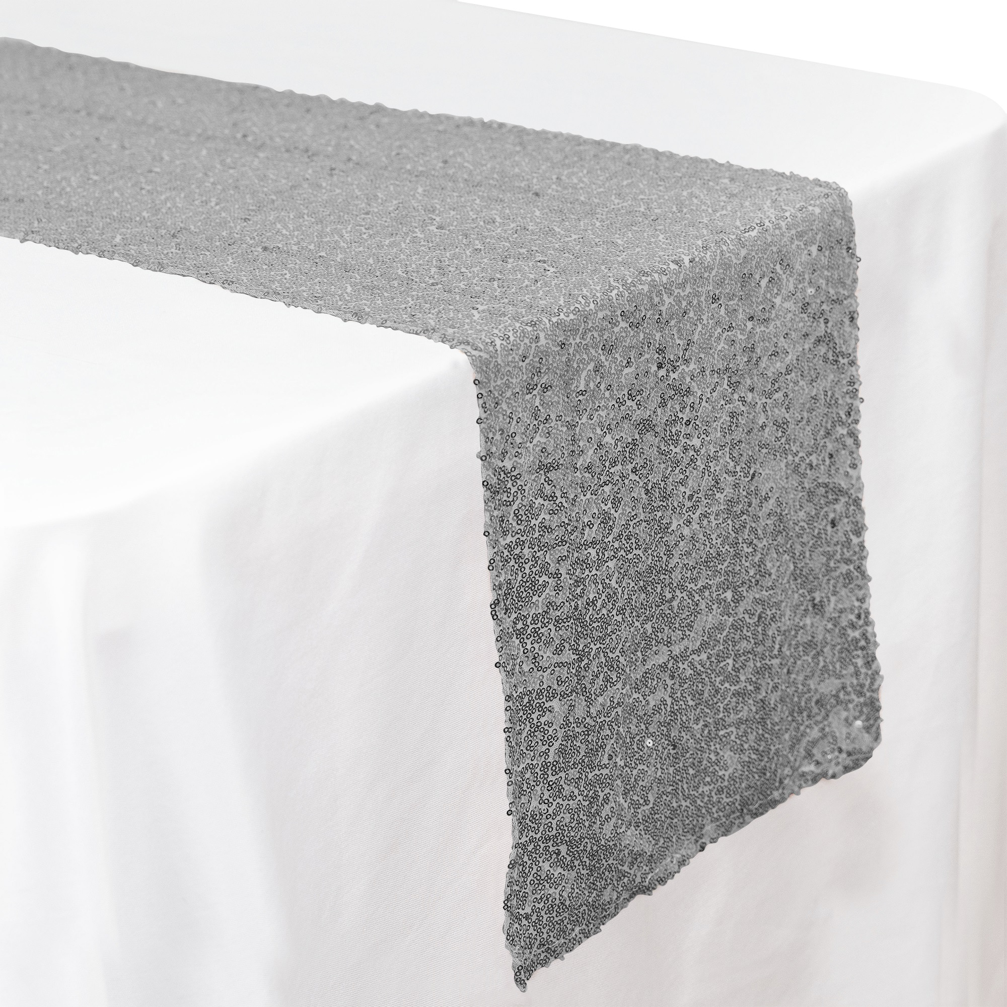 Sequin Table Runner 12" x 108" - Silver