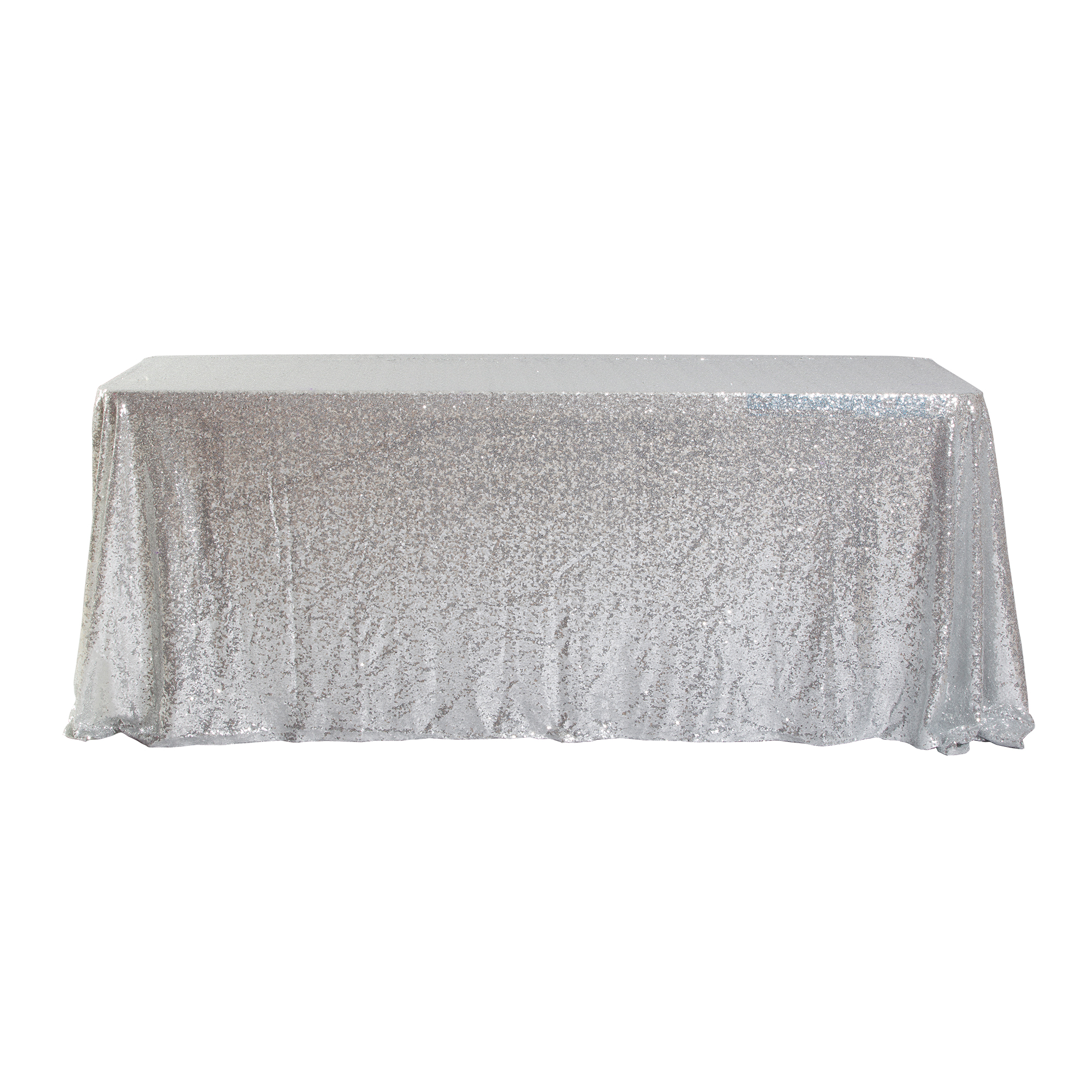 Rectangle Sequin Table Cover 90" x 132" - Silver