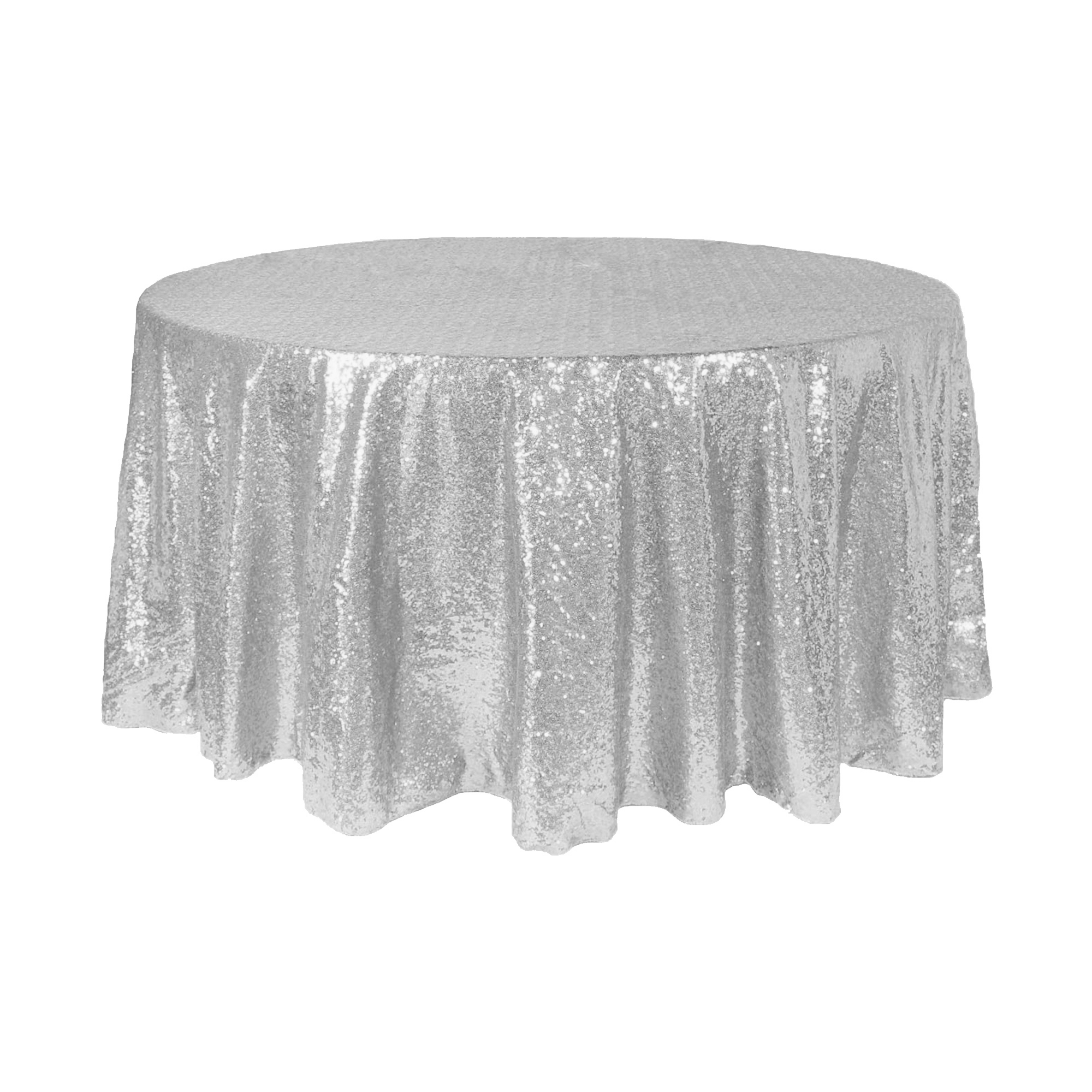 Round Sequin Table Cover 108" - Silver