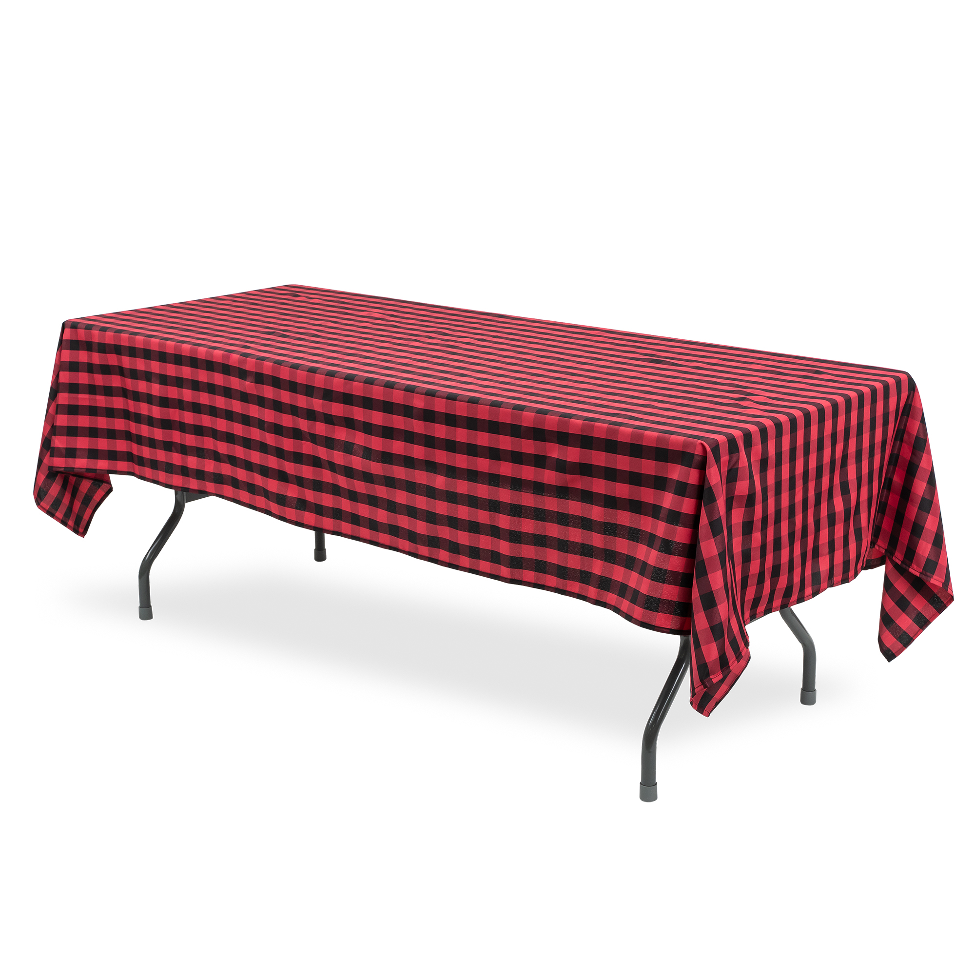 Buffalo Plaid Rectangle Polyester Table Cover 60" x 102" - Red & Black