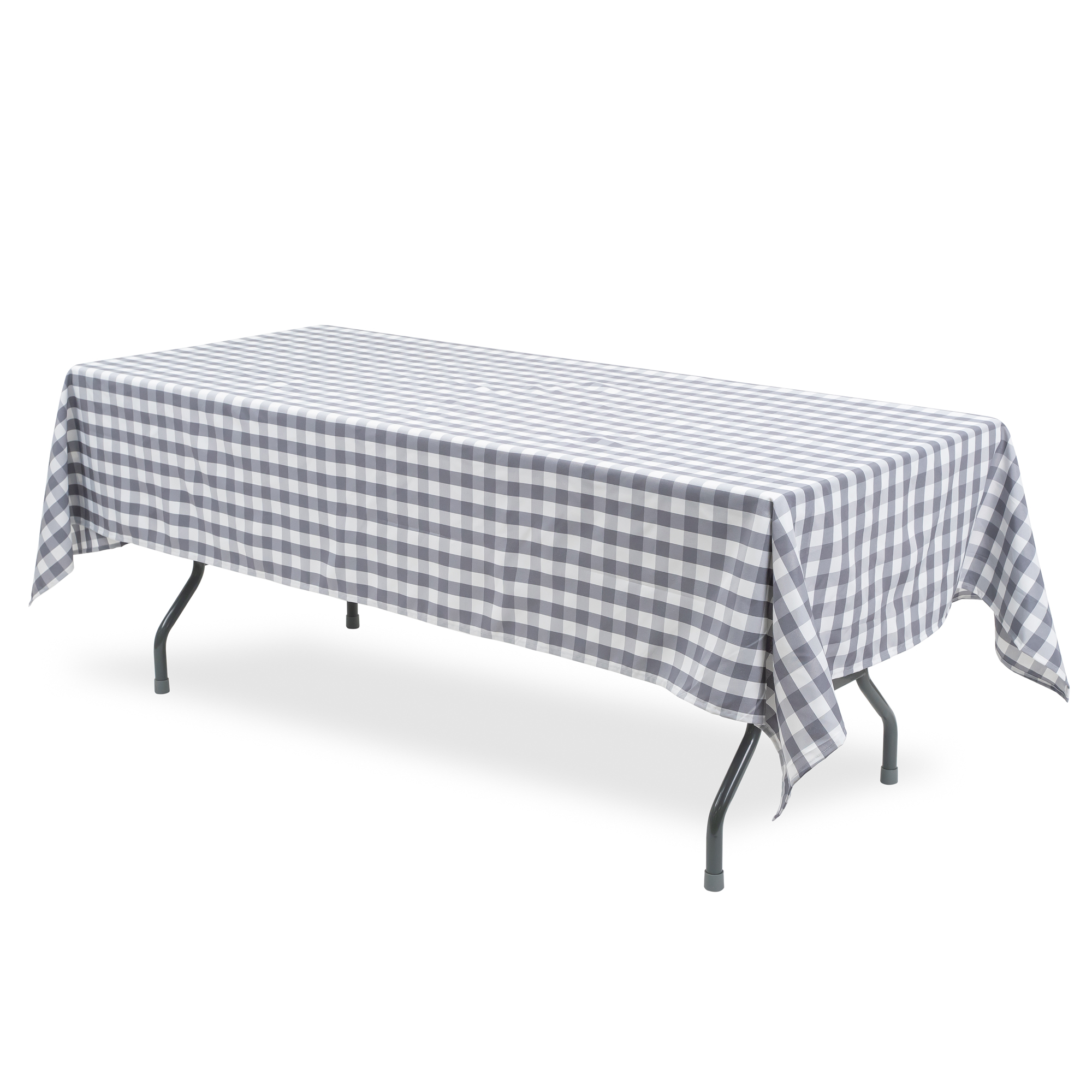 Buffalo Plaid Rectangle Polyester Table Cover 60" x 126" - Gray